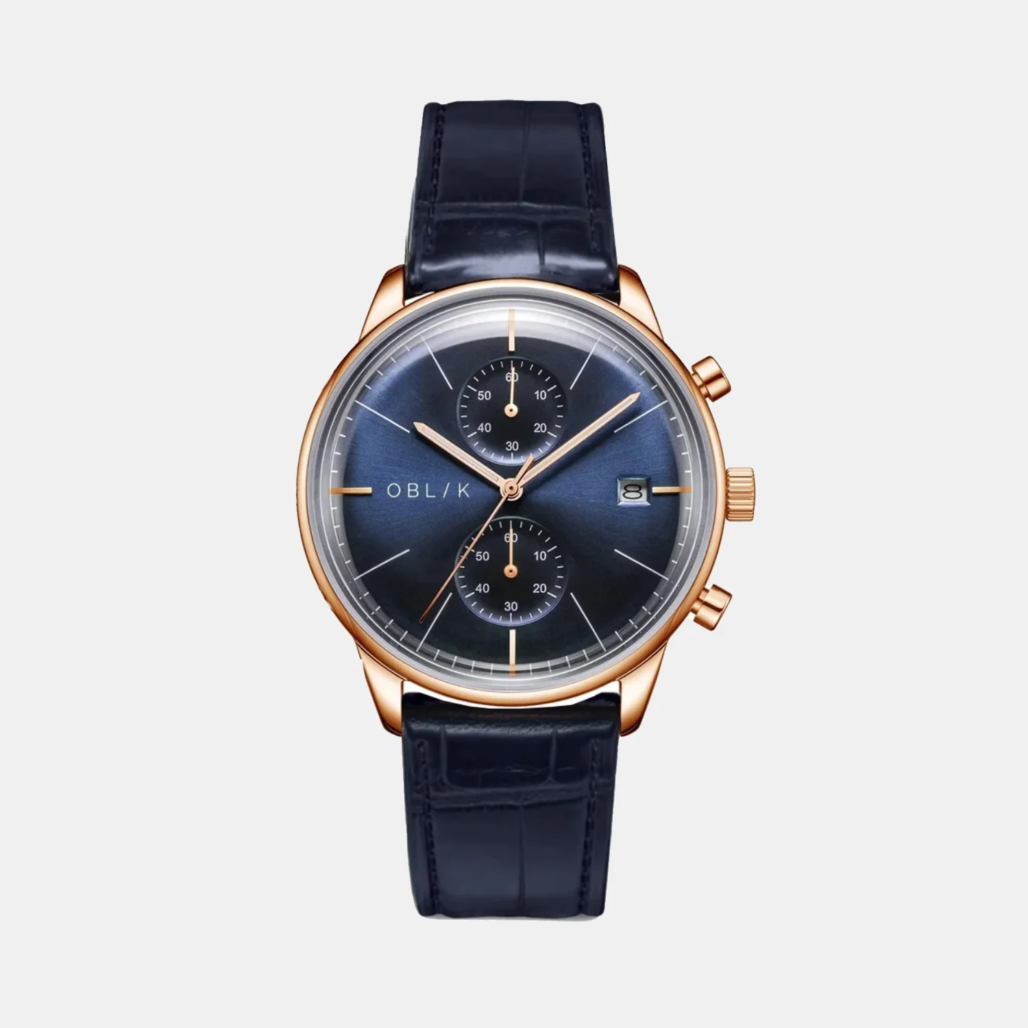 Vertu Men Quartz Blue Dial Chronograph Leather Watch