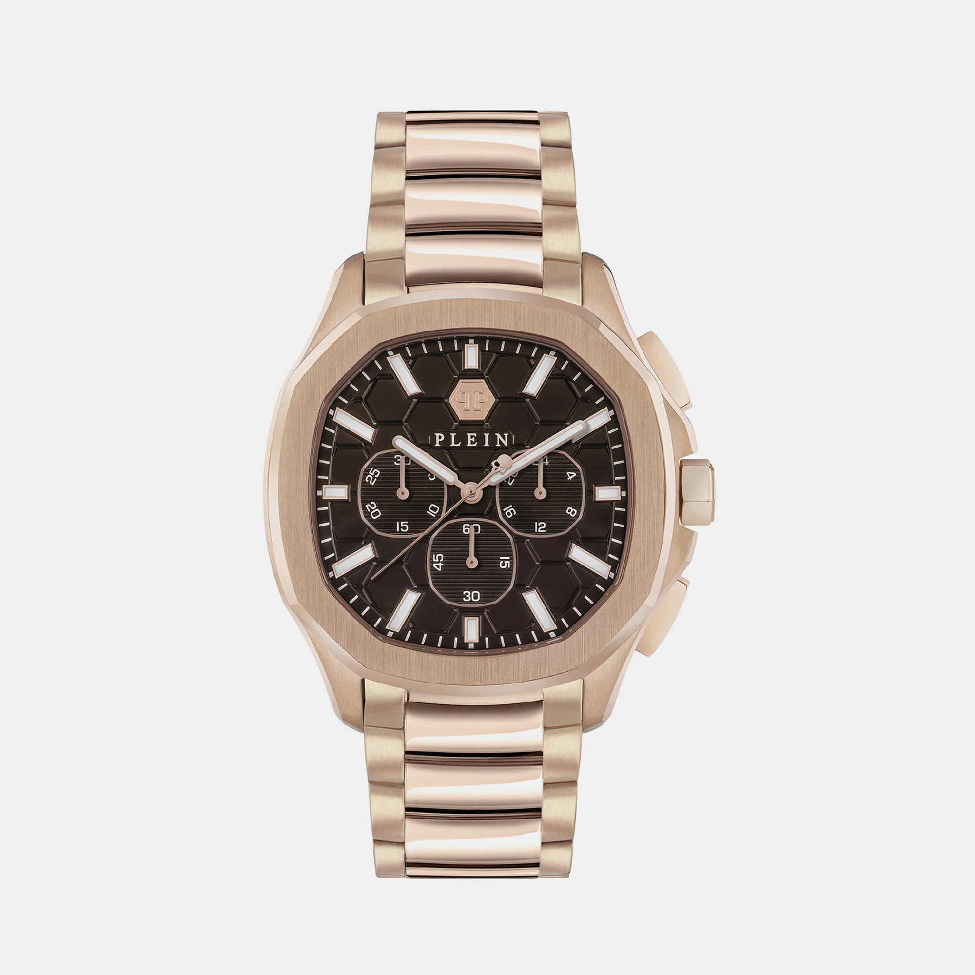 High-Iconic Men Quartz Brown Dial Chronograph Stainless Steel Watch PWSAA0623