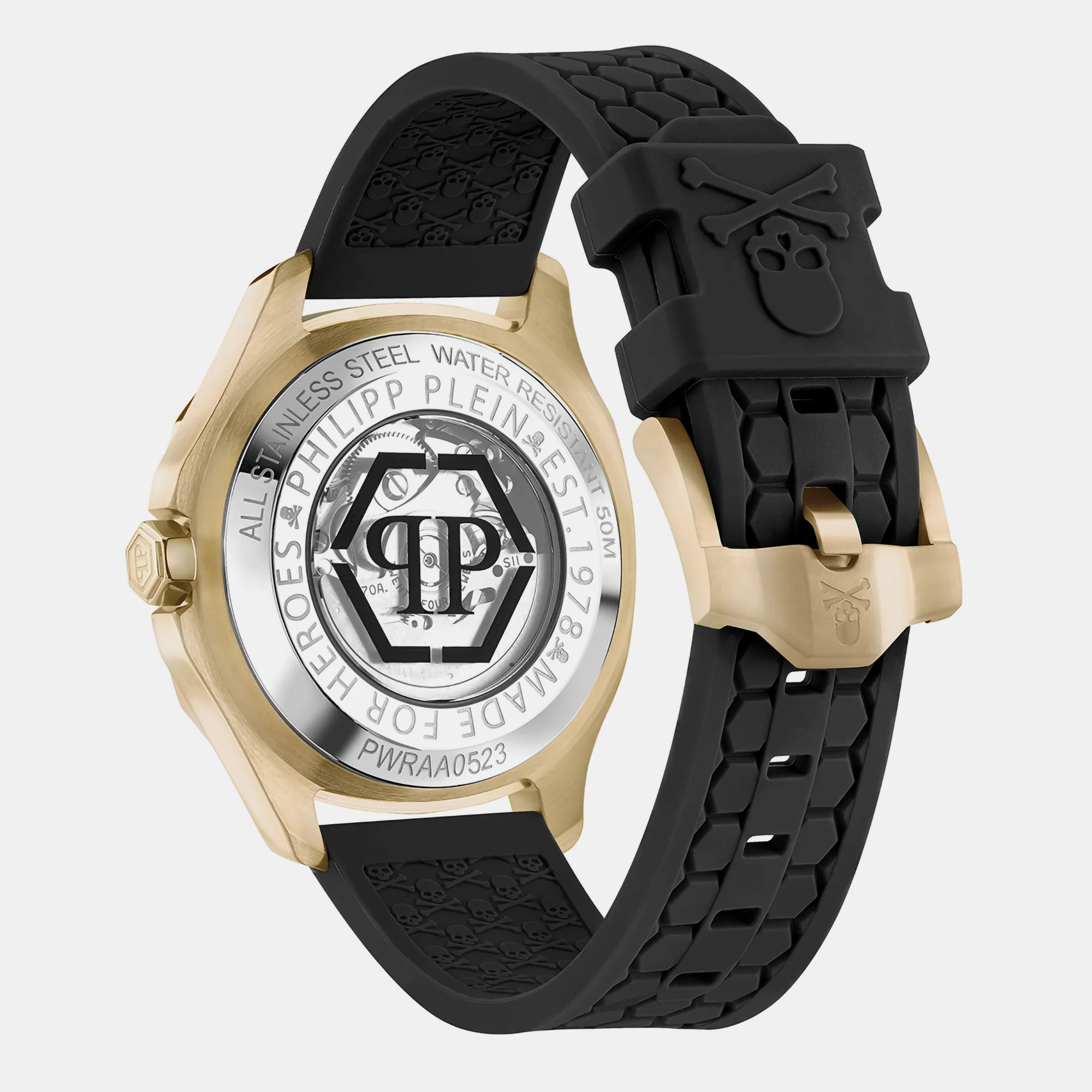 Men Automatic Black Dial Analog Silicone Watch PWRAA0523 - Image 3