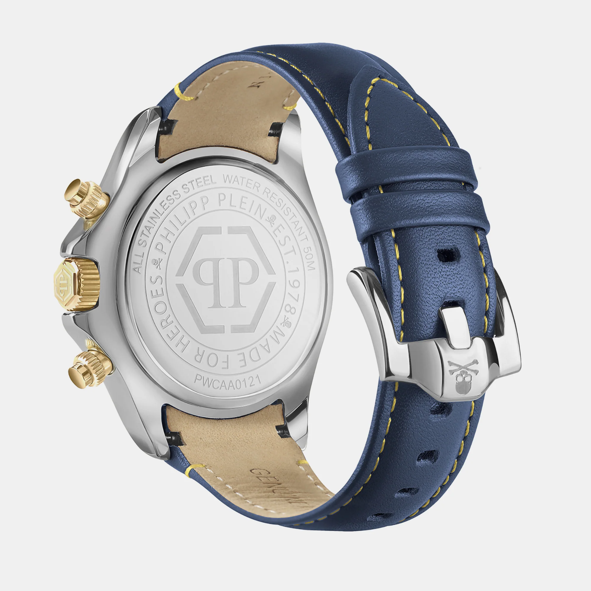 Men Quartz Blue Dial Chronograph Leather Watch PWCAA0121 - Image 3