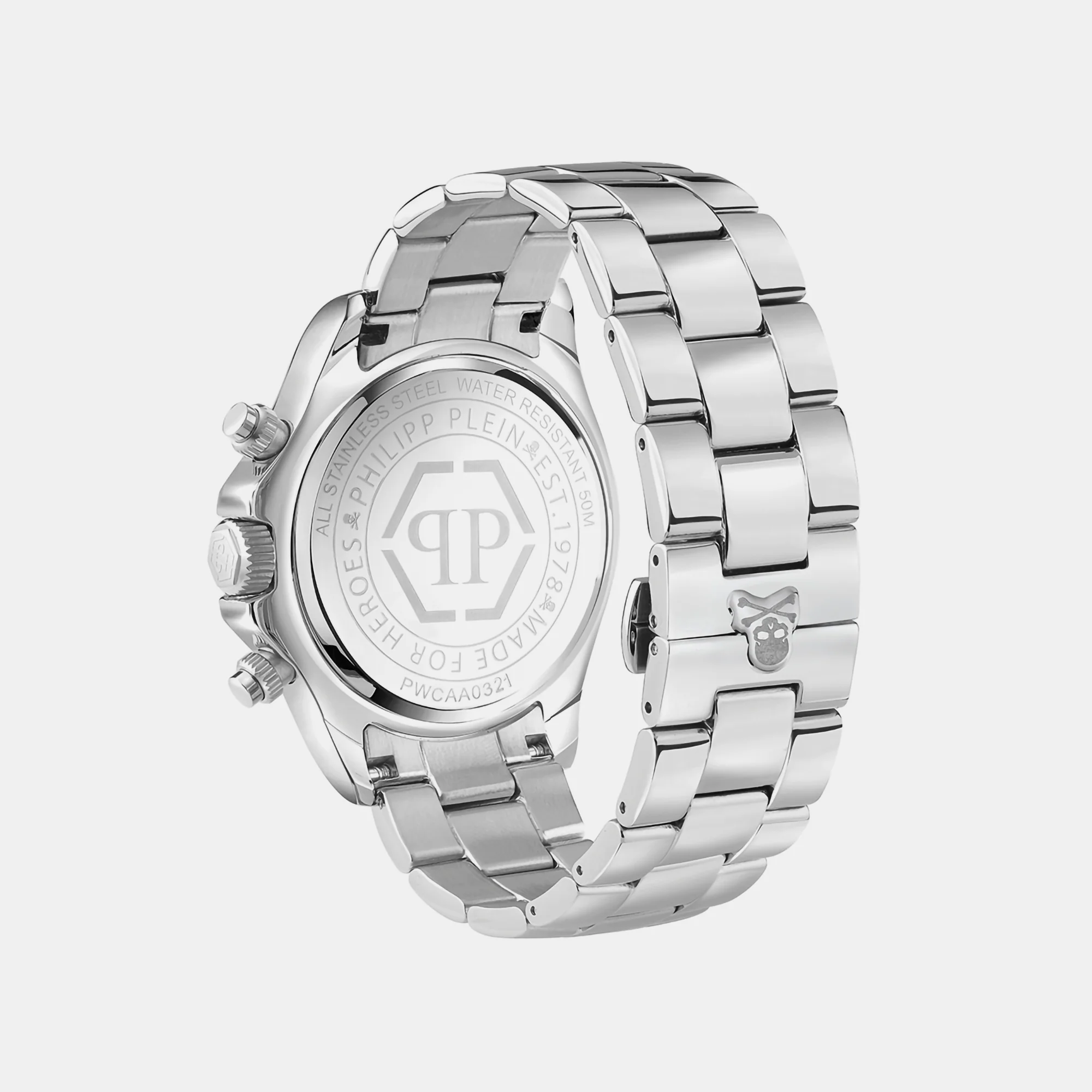 Men Quartz White Dial Chronograph Stainless Steel Watch PWCAA0321 - Image 3