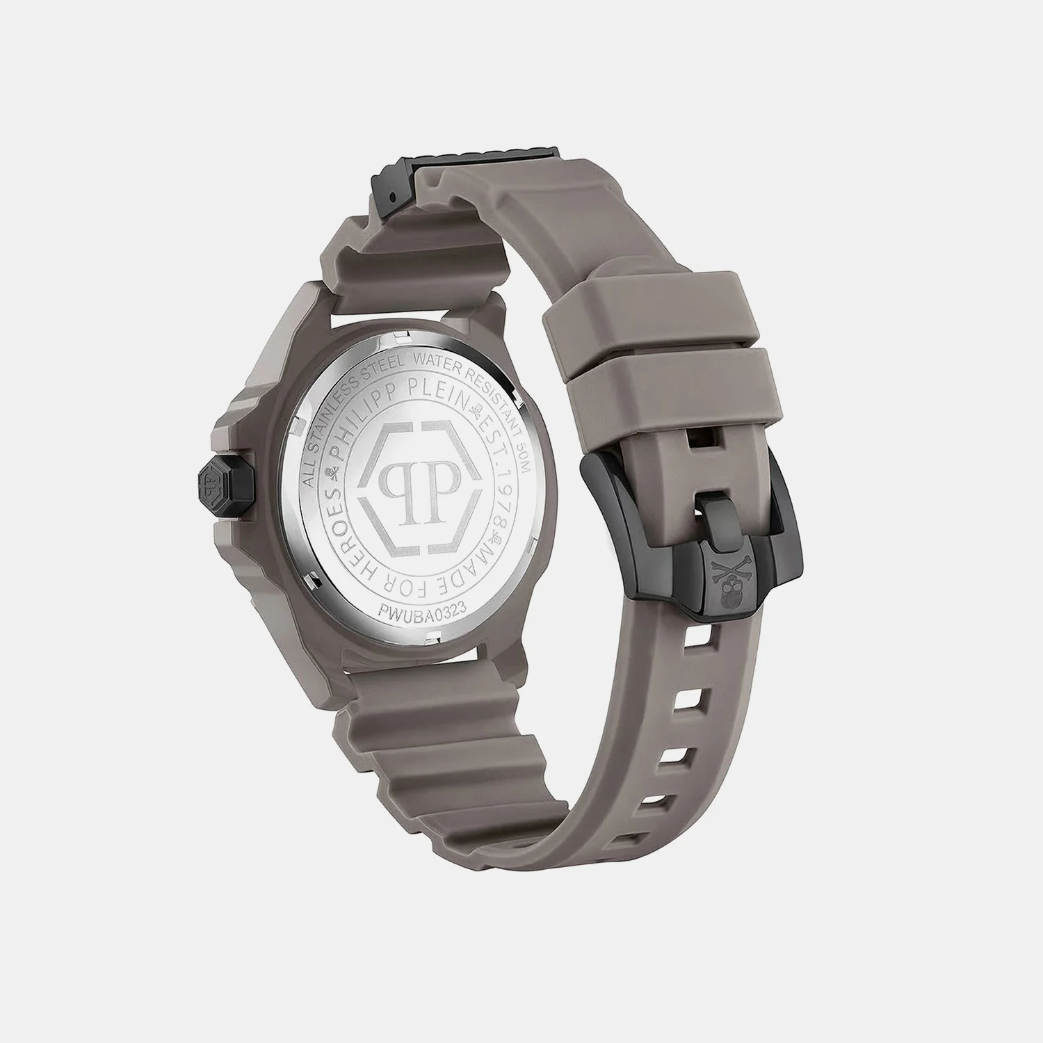 Skeleton Men Quartz Black Dial Analog Silicone Watch PWUBA0323 - Image 3