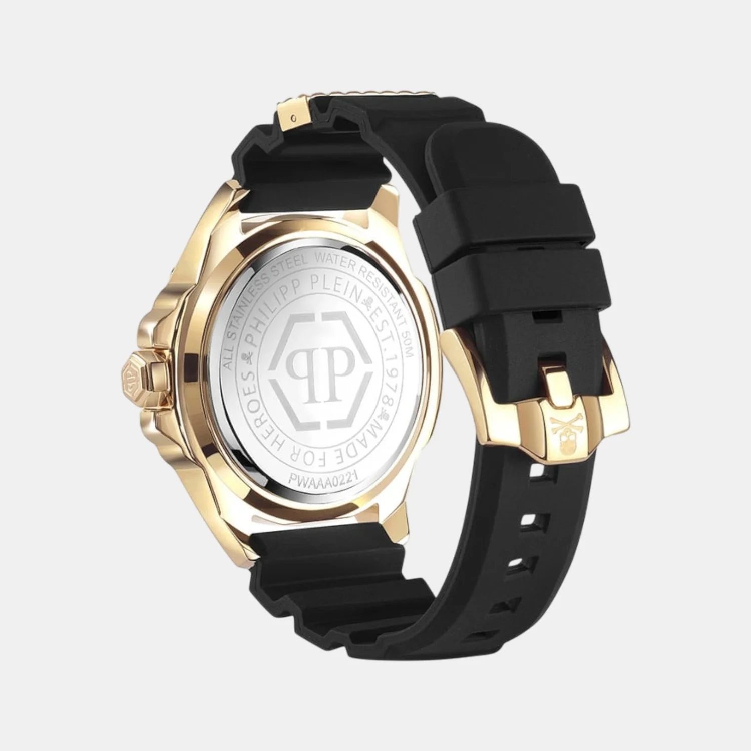 Skull Men Quartz Two Tone Dial Analog Silicone Watch PWAAA0221 - Image 4