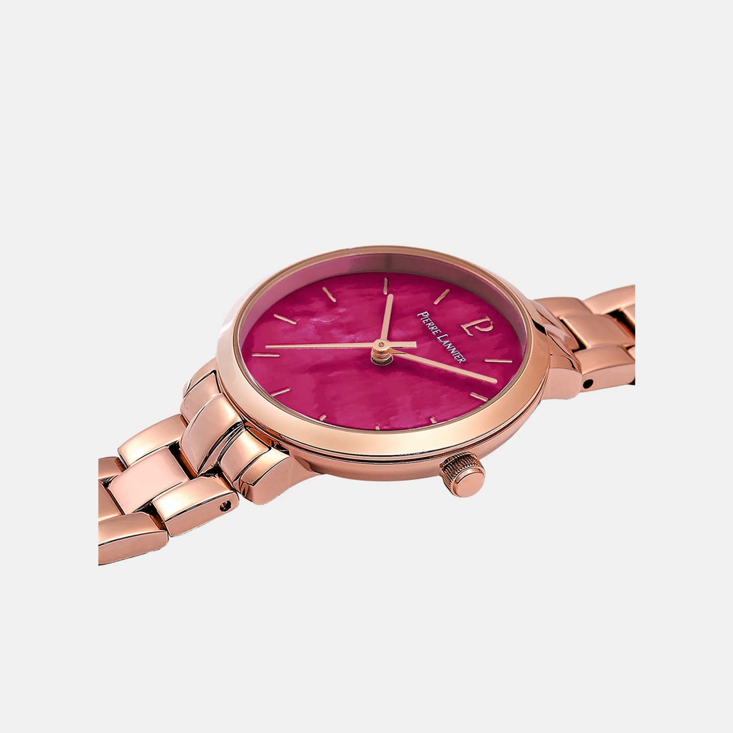 Aura Women Quartz Raspberry Dial Analog Stainless Steel Watch 055M958 - Image 2