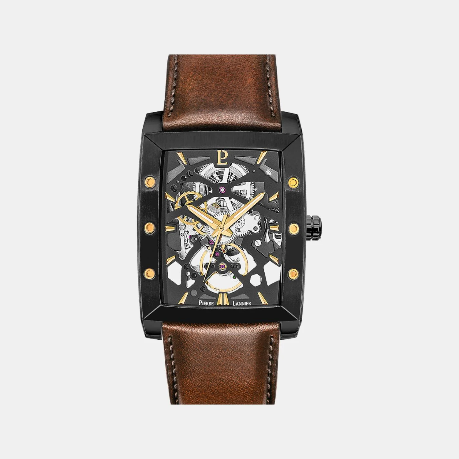 Hector Men Automatic Black Dial Analog Leather Watch 339A434