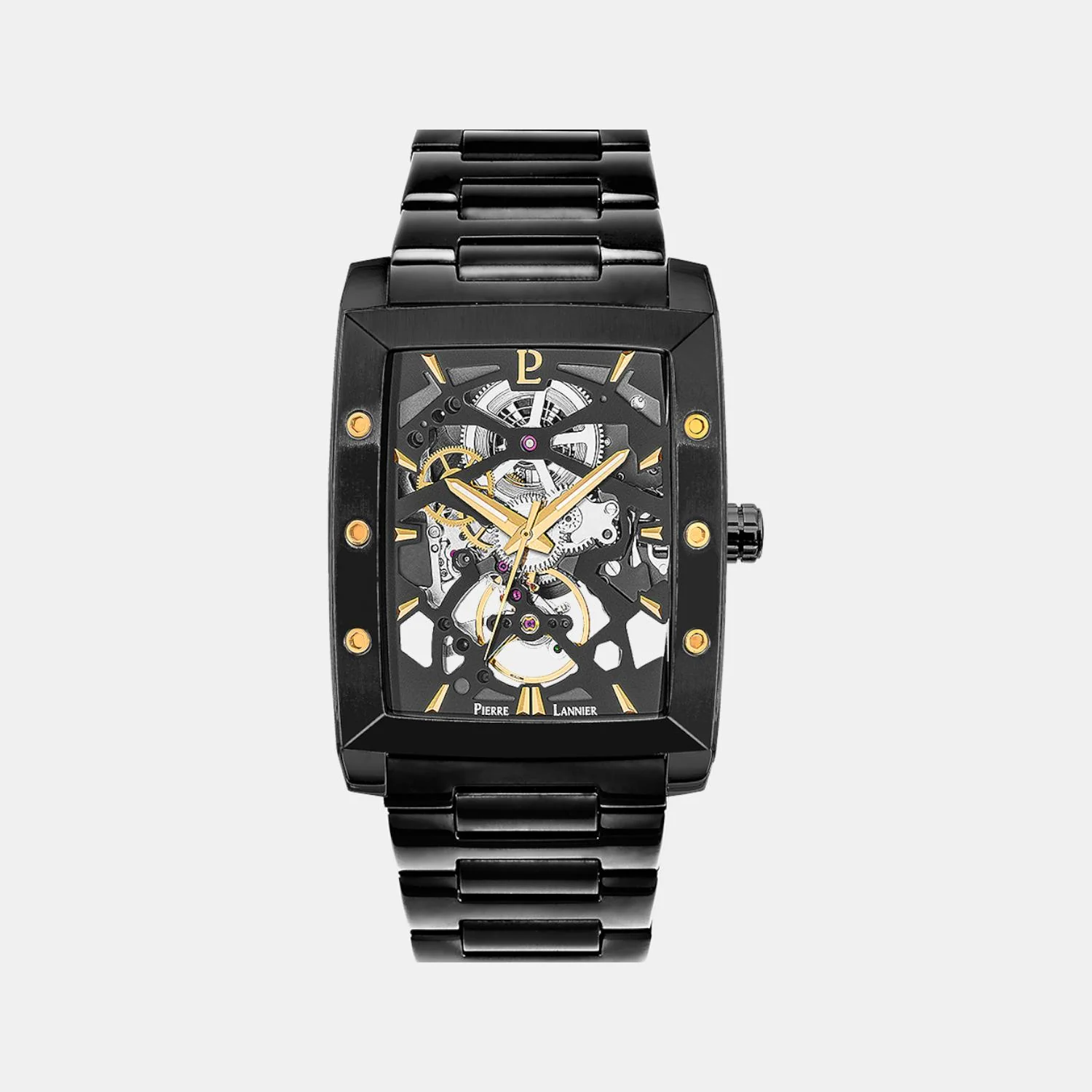 Hector Men Automatic Black Dial Analog Stainless Steel Watch 340A439