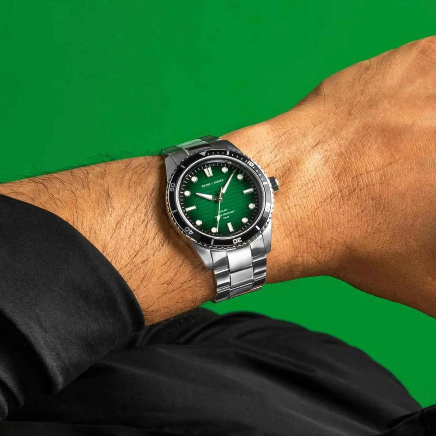 Inti Men Solar Green Dial Analog Stainless Steel Watch 244H171 - Image 8