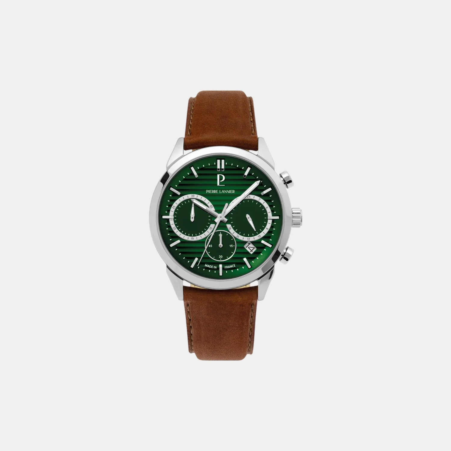 Monarck Men Quartz Green Dial Chronograph Leather Watch 232G174 - Image 2