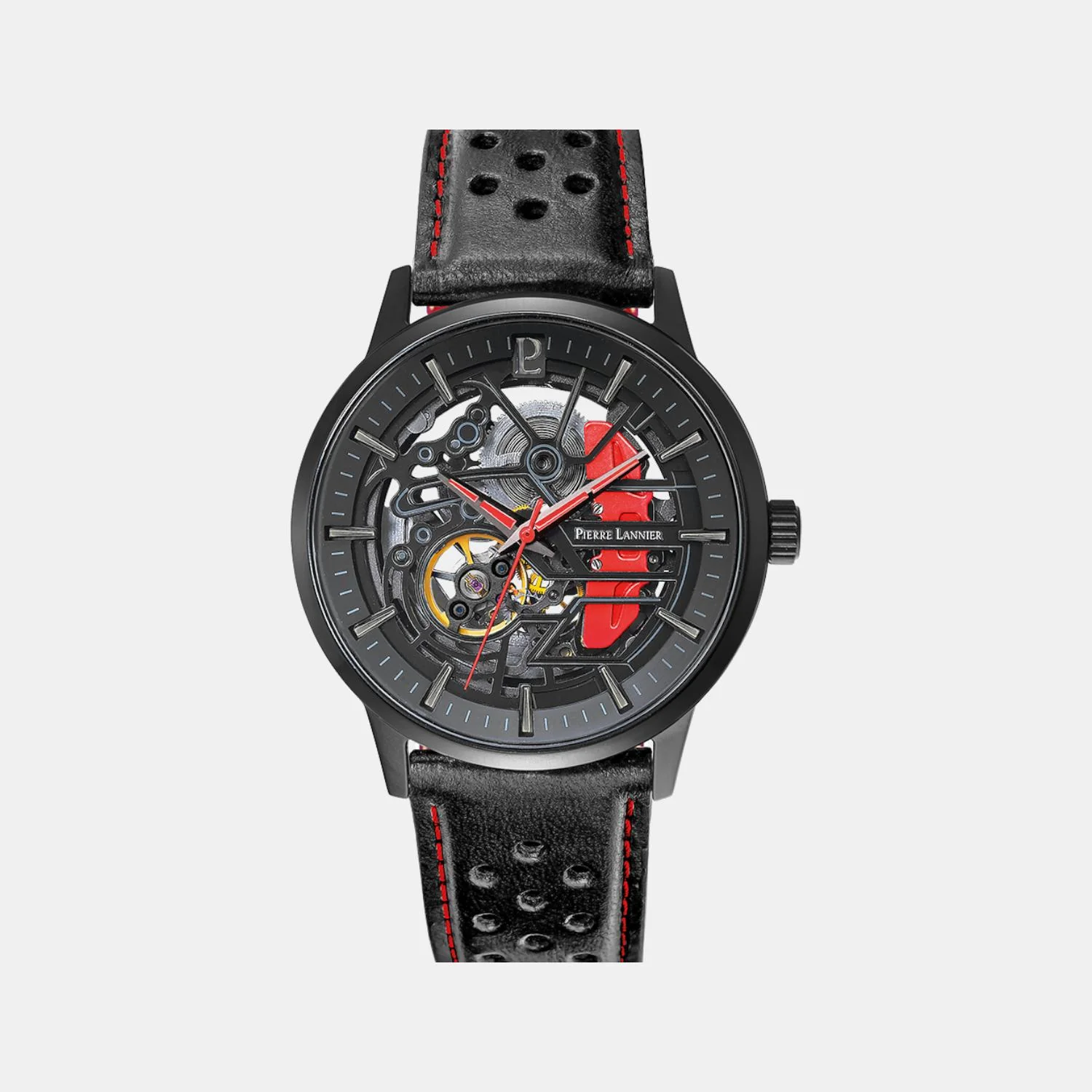 Paddock Men Automatic Black Dial Analog Leather Watch 338A433