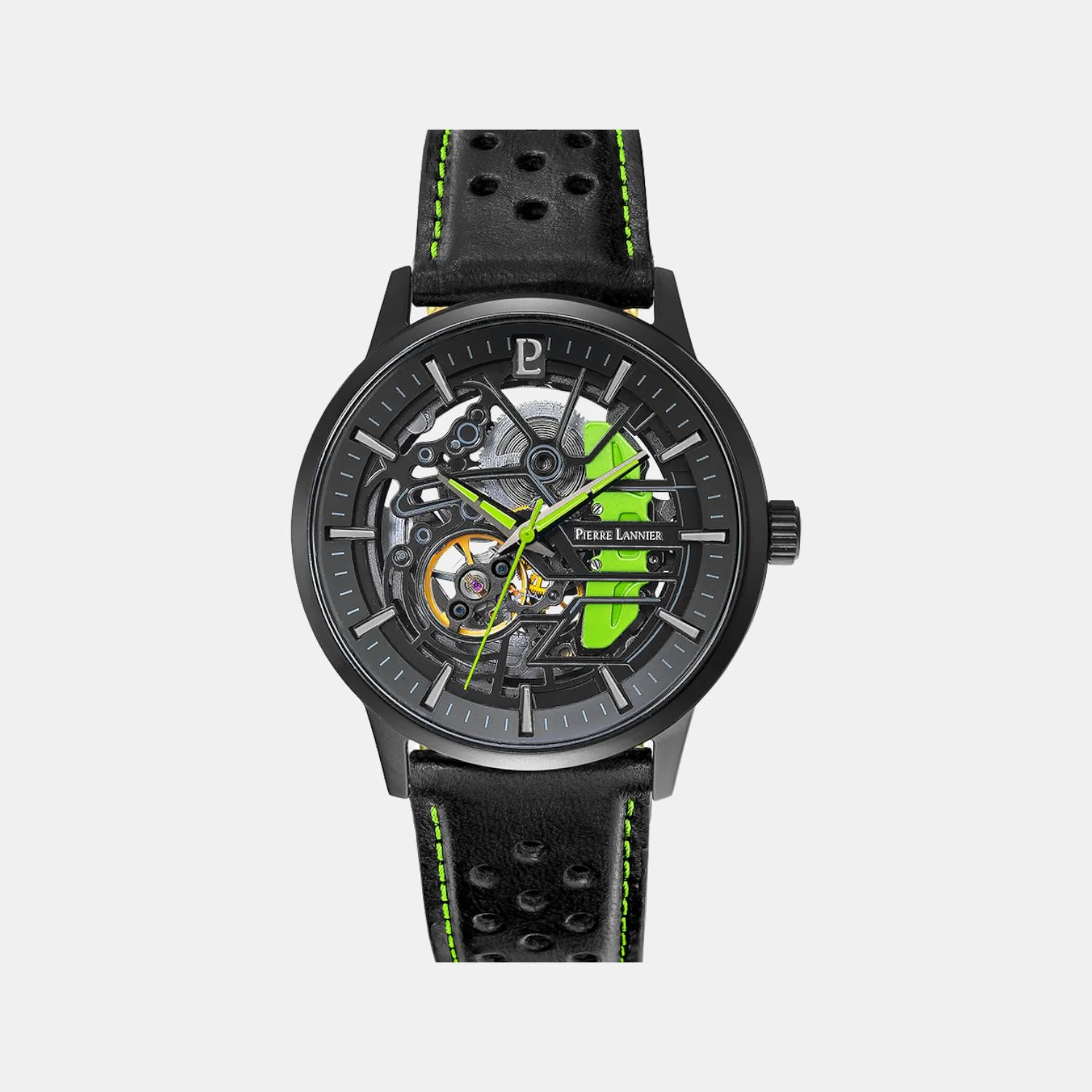 Paddock Men Automatic Black Dial Analog Leather Watch 341A477