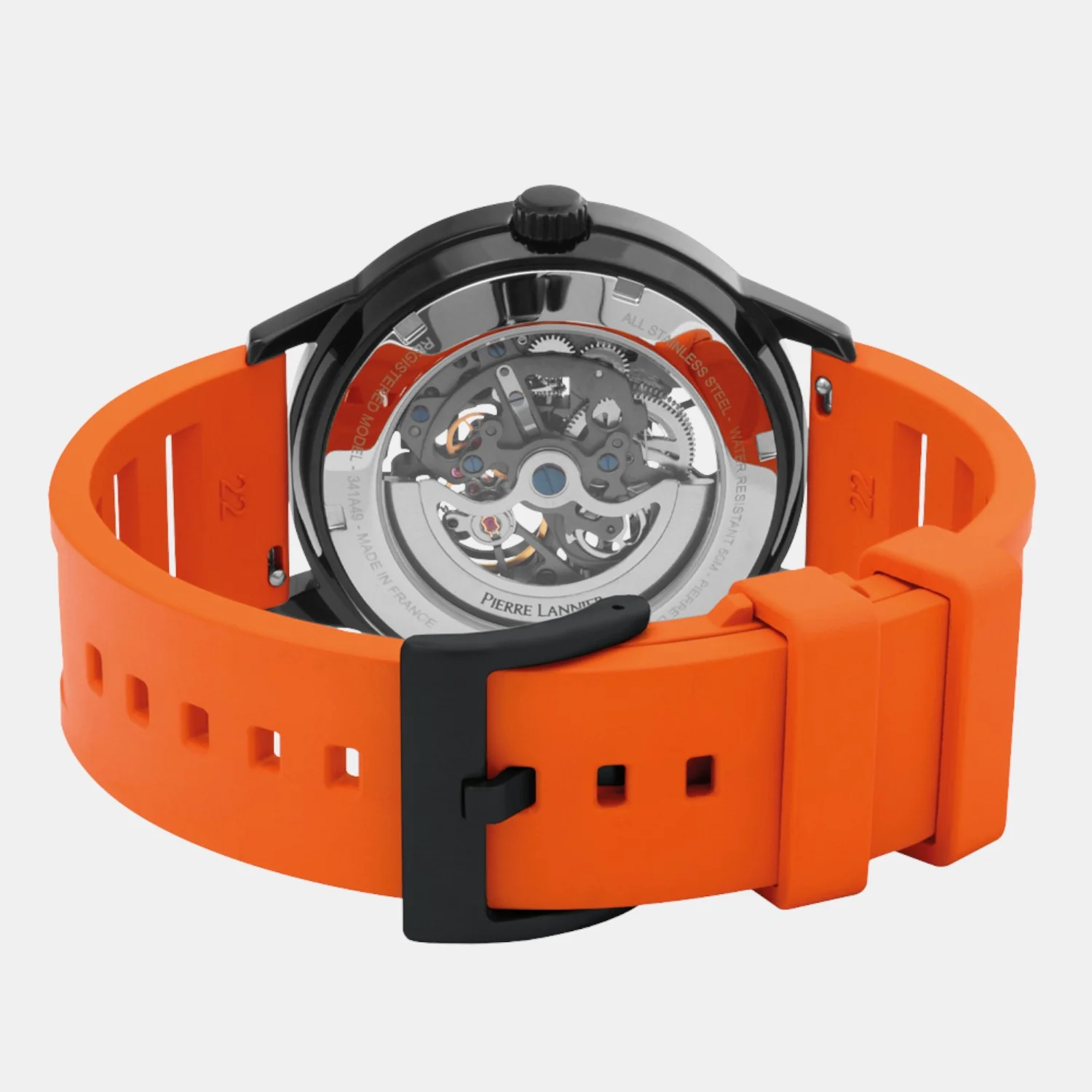 Paddock Men Automatic Black Dial Analog Rubber Watch 341A499 - Image 5