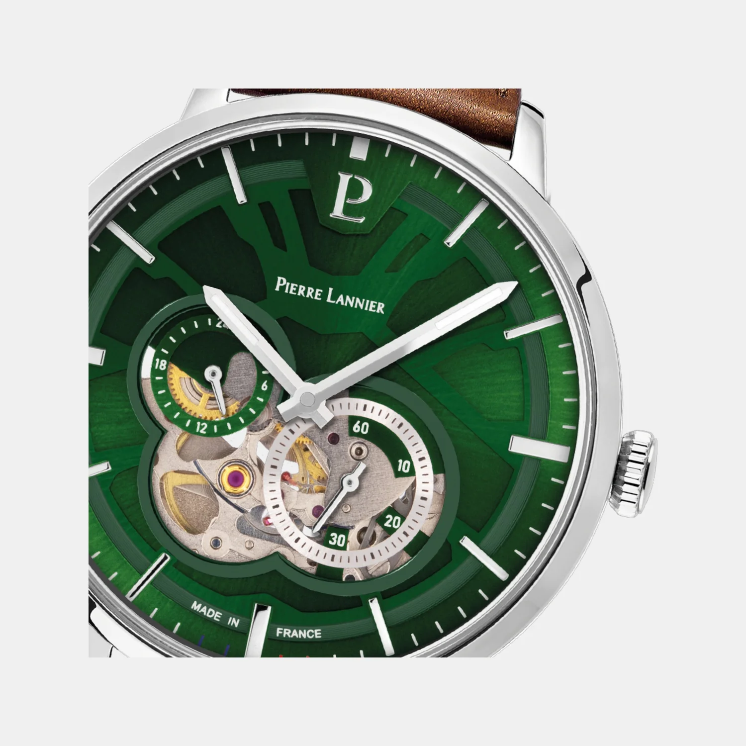 Trio Men Automatic Green Dial Analog Leather Watch 334B174 - Image 3