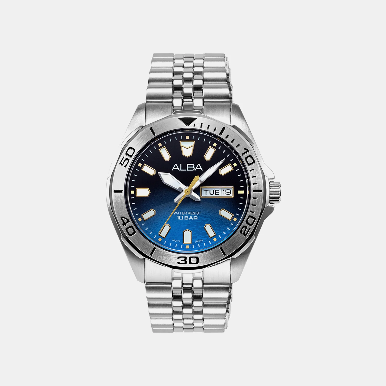 Planet Neptune Men Quartz Blue Gradiant Dial Analog Steel Watch AV3589X1
