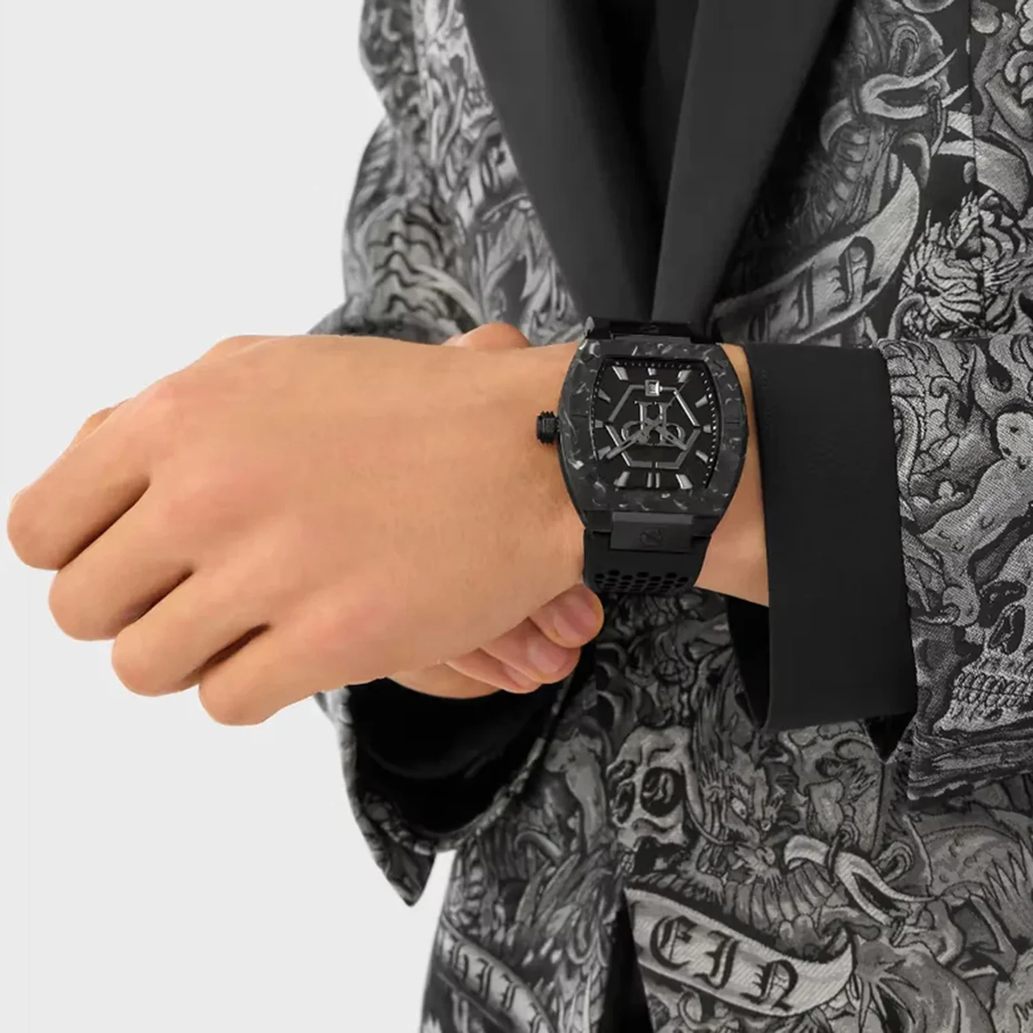 Pua-The Hexagon Phantom Men Quartz Black Dial Analog Silicone Watch PWPUA0624 - Image 6
