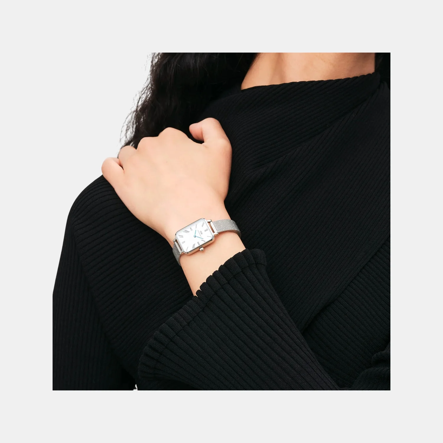 Quadro Roman Numerals Women Quartz White Dial Analog Stainless Steel Watch DW00100690K - Image 4