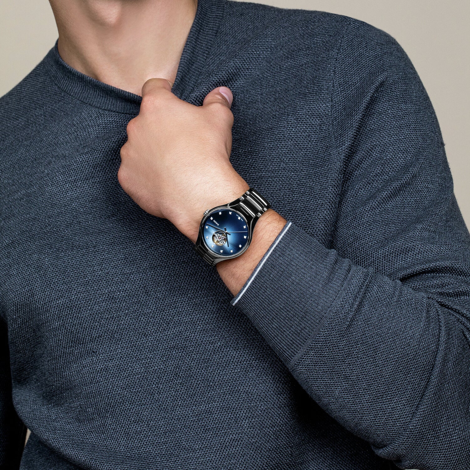True Round Secret Unisex Automatic Blue Dial Analog Ceramic Watch R27108732 - Image 6