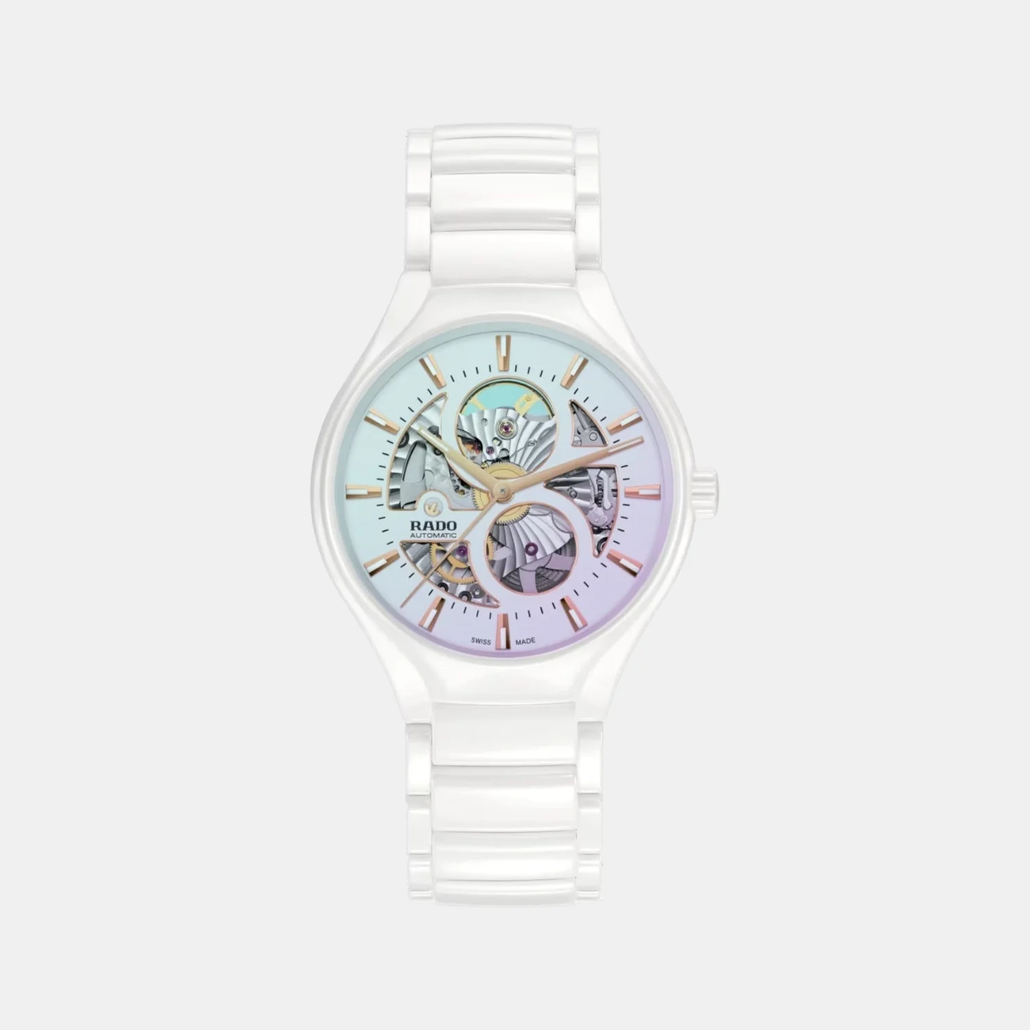 True Round Unisex Automatic White Dial Analog Ceramic Watch R27115022