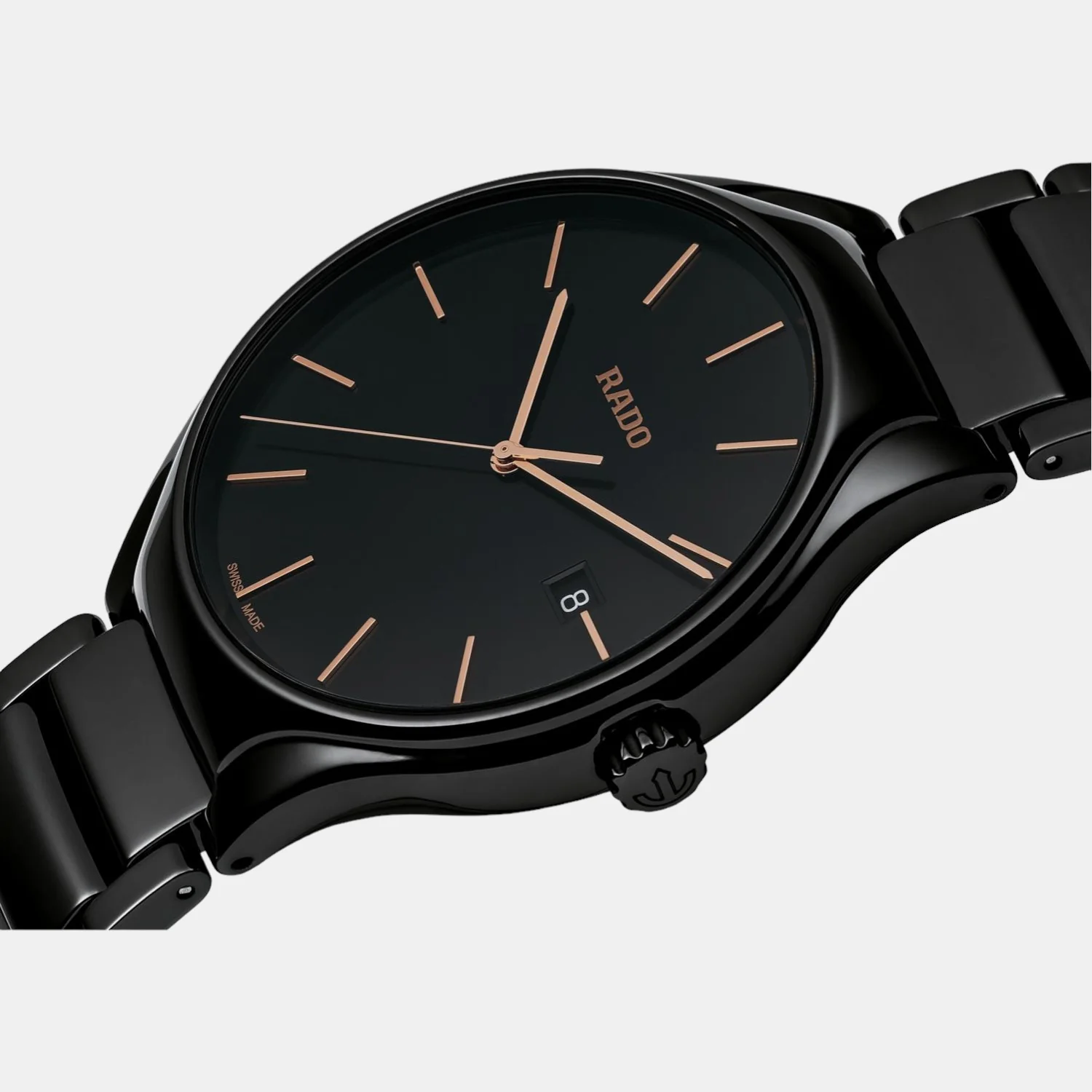 True Round Unisex Quartz Black Dial Analog Ceramic Watch R27238162 - Image 2