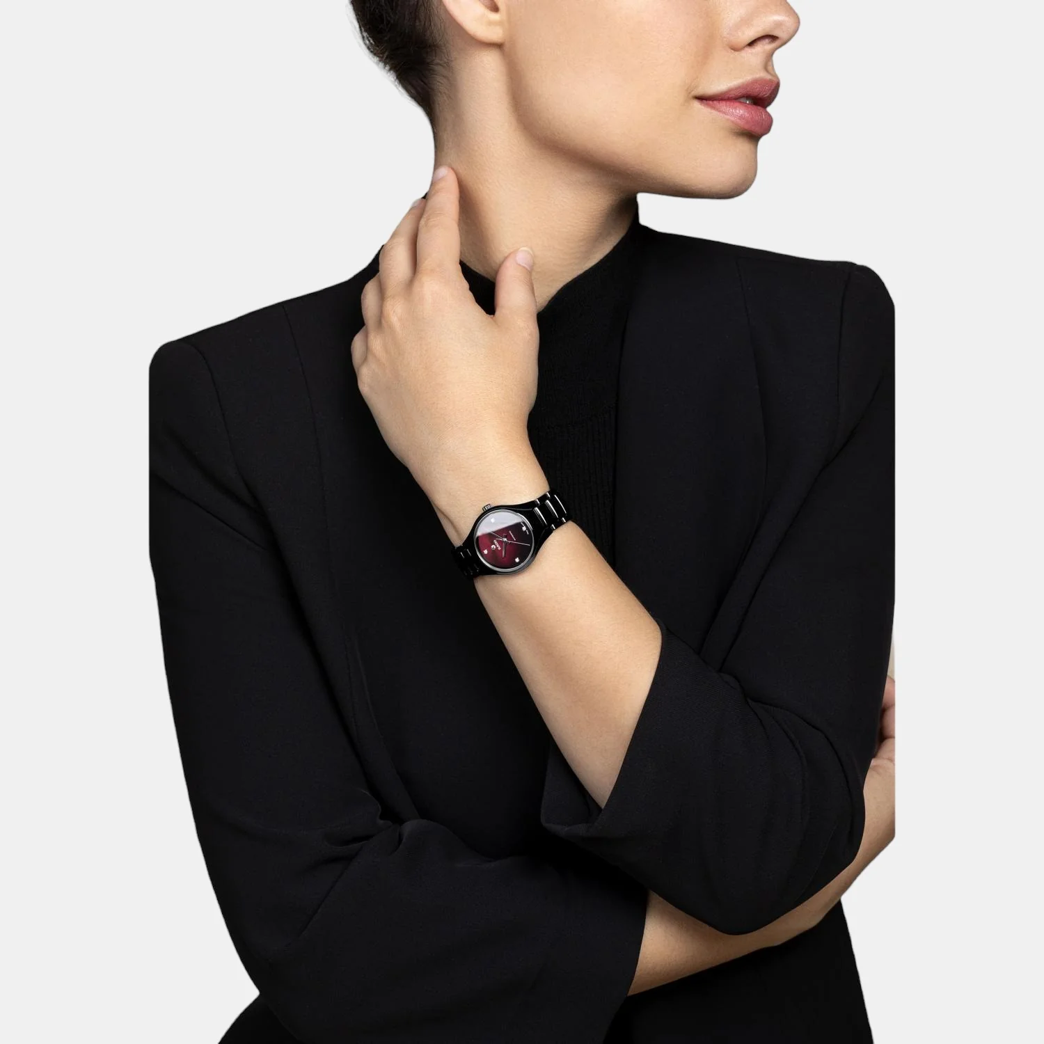 True Round Women Automatic Black Dial Analog Ceramic Watch R27242742 - Image 2