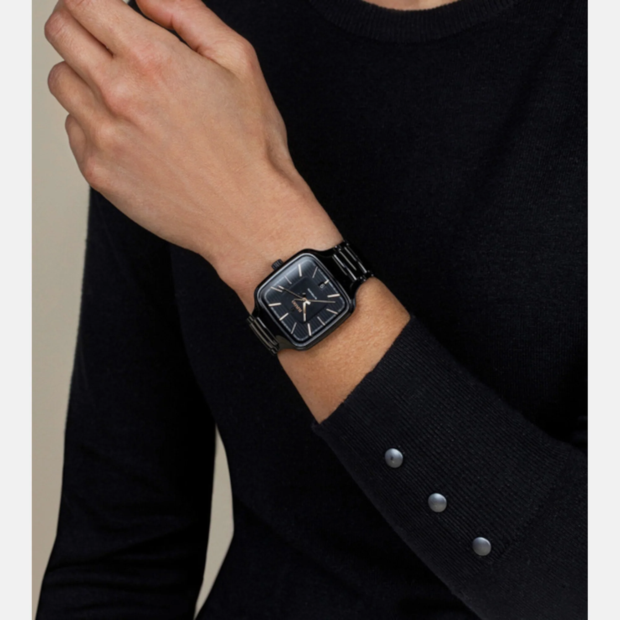True Square Unisex Automatic Black Dial Analog Ceramic Watch R27078172 - Image 6