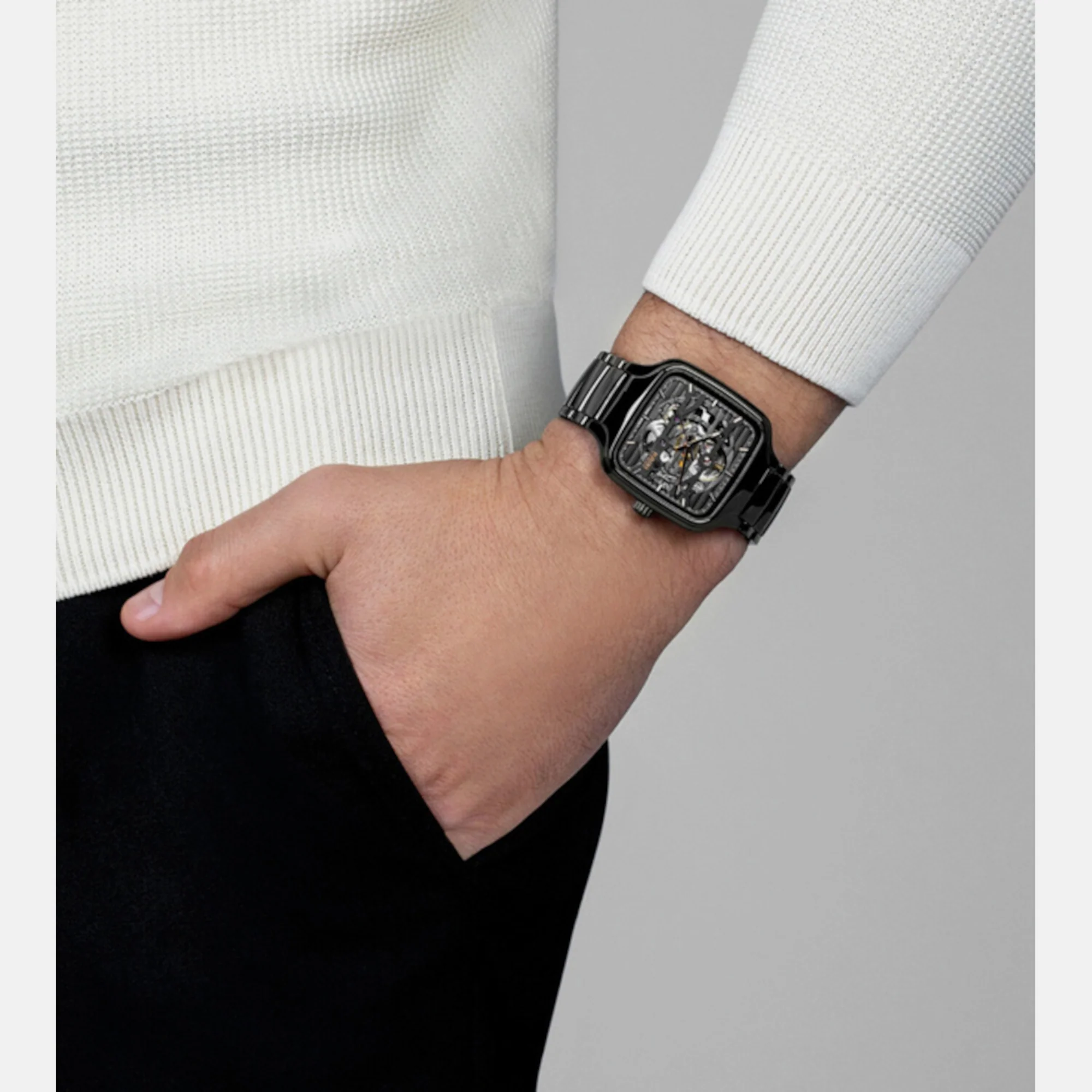 True Square Unisex Automatic Grey Dial Analog Ceramic Watch R27124162 - Image 8