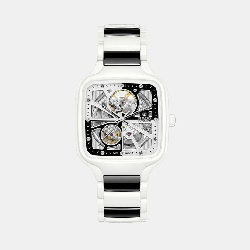 True Square Unisex Automatic White & Black Dial Analog Ceramic Watch R27073752 - Image 2