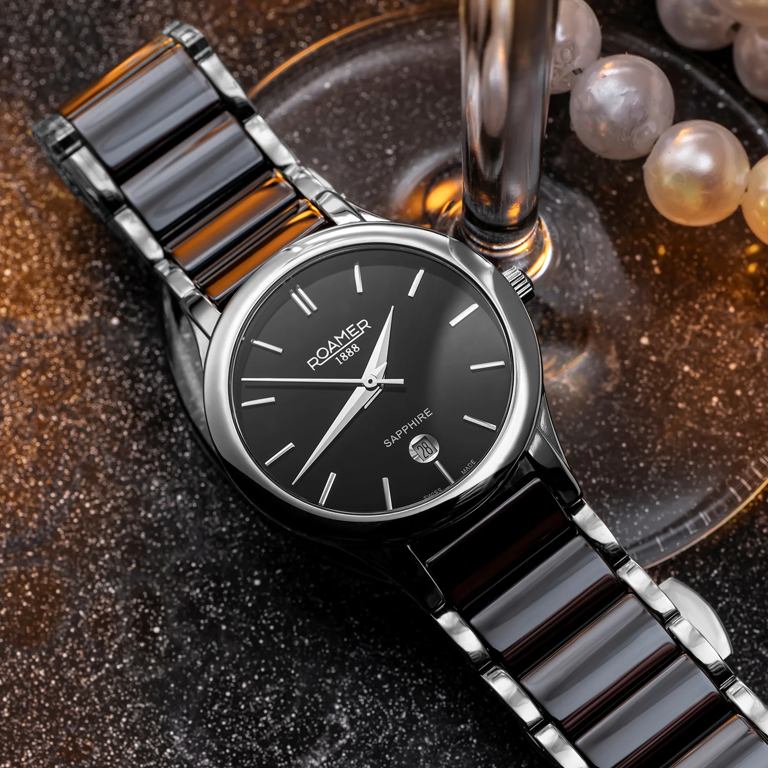 C-Line Women Quartz Black Dial Analog Ceramic Watch 657844 41 55 60 - Image 4