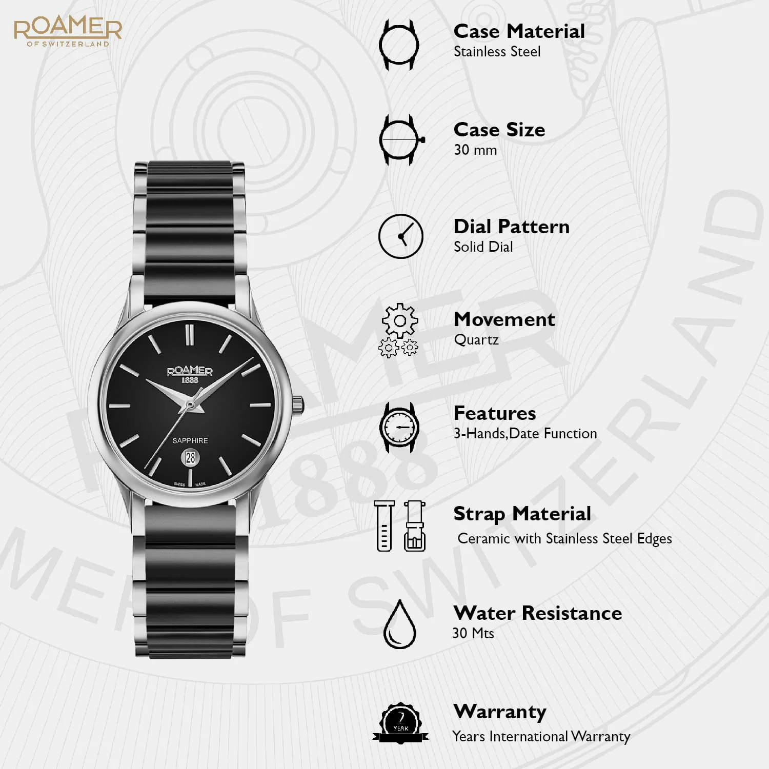 C-Line Women Quartz Black Dial Analog Ceramic Watch 657844 41 55 60 - Image 5