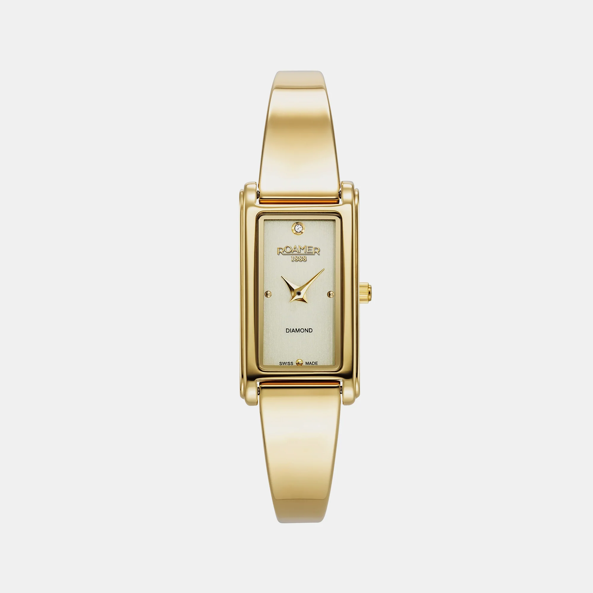 Elegance Diamond Women Quartz Gold Dial Analog Stainless Steel Watch 866845 48 35 20