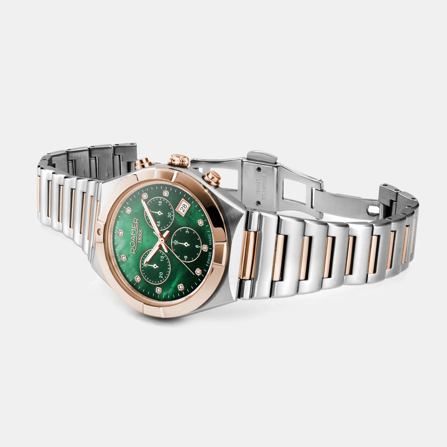 Eos Women Quartz Green Mother Of Pearl Dial Chronograph Stainless Steel Watch 987837 49 70 20 - Image 4