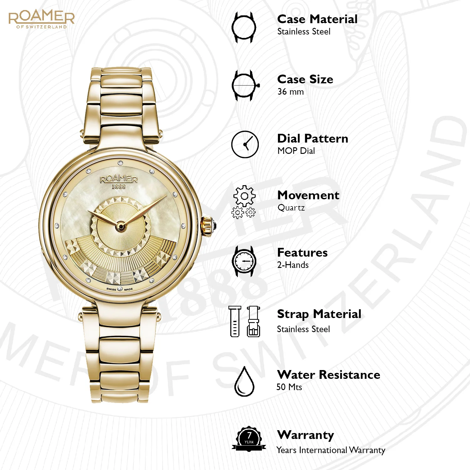 Lady Mermaid Women Quartz Mother Of Pearl Dial Analog Stainless Steel Watch 602857 48 30 50 - Image 7