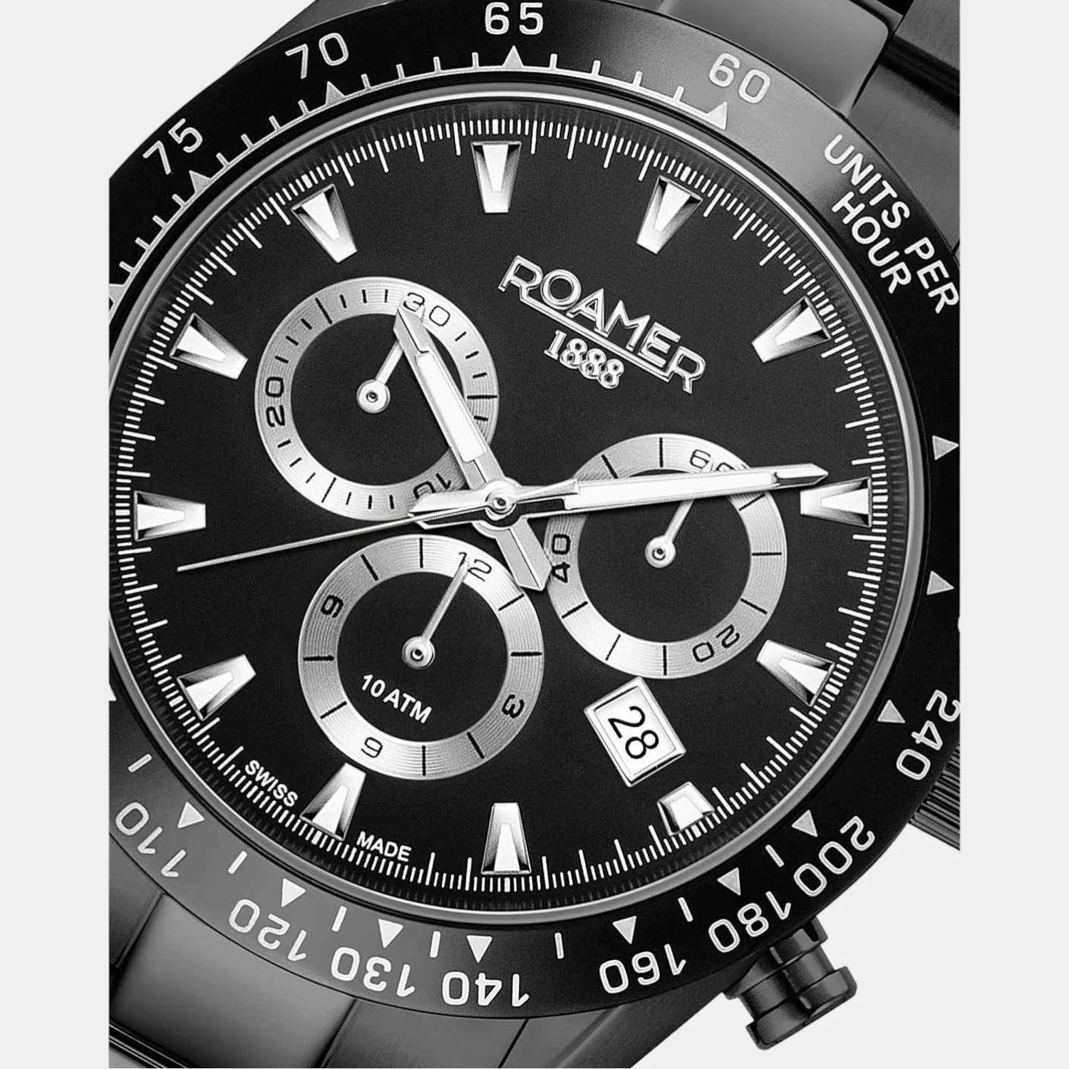Monza 100 Men Quartz Black Dial Chronograph Stainless Steel Watch 850837 44 55 20 - Image 2