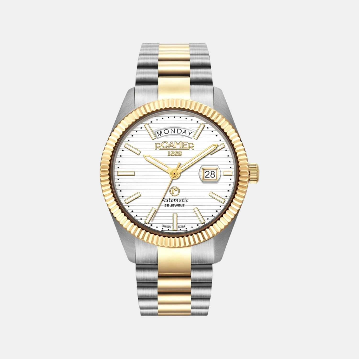 Primeline Daydate Ii Men Quartz White Dial Analog Stainless Steel Watch 981666 47 25 50 - Image 2