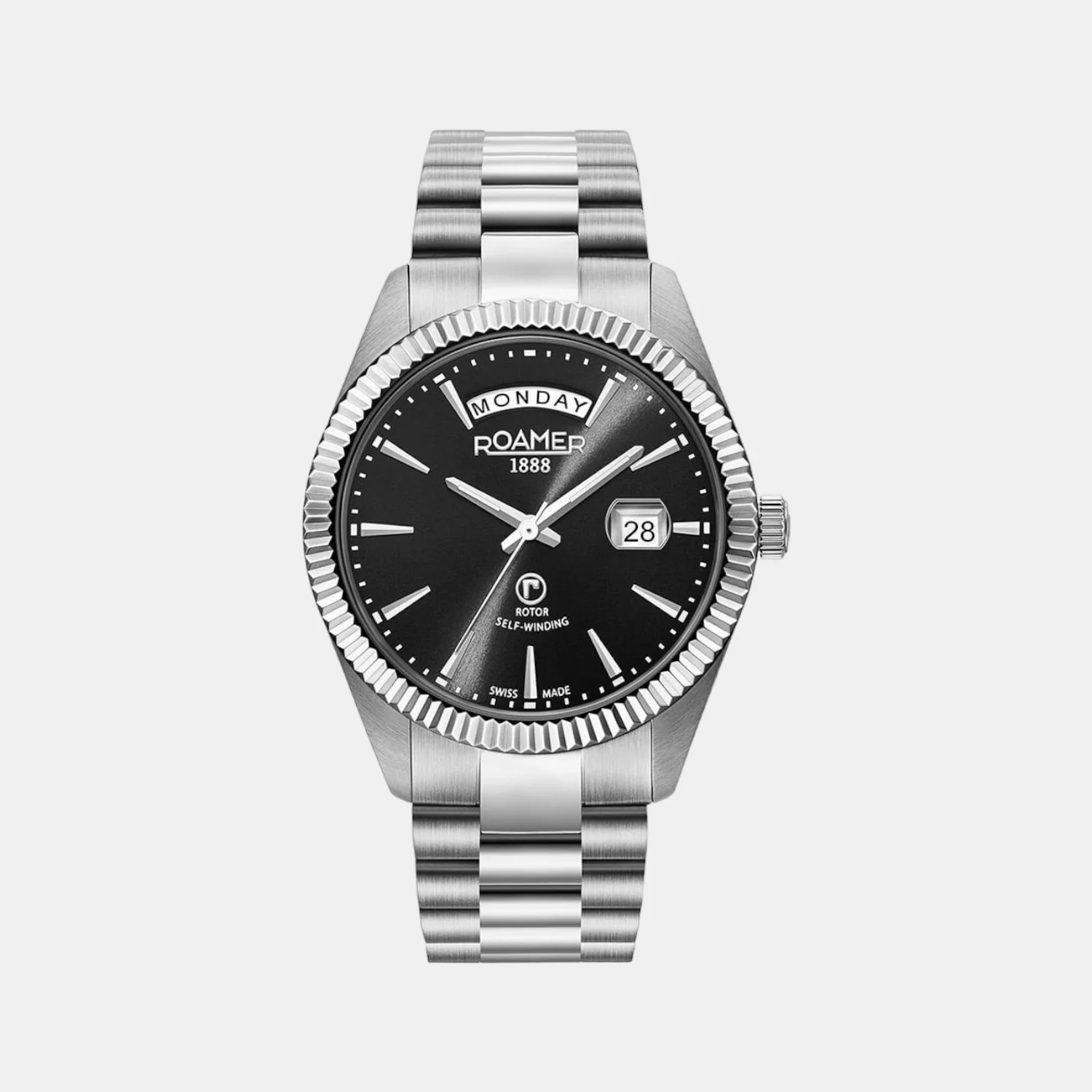 Primeline Daydate Men Mechanical Black Dial Analog Stainless Steel Watch 981662 41 55 90 - Image 3