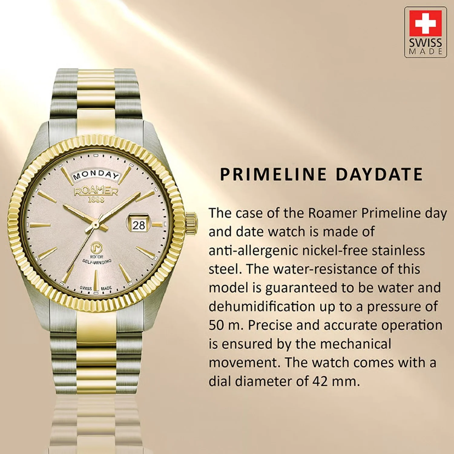 Primeline Daydate Men Mechanical Silver Dial Analog Stainless Steel Watch 981662 48 15 90 - Image 5