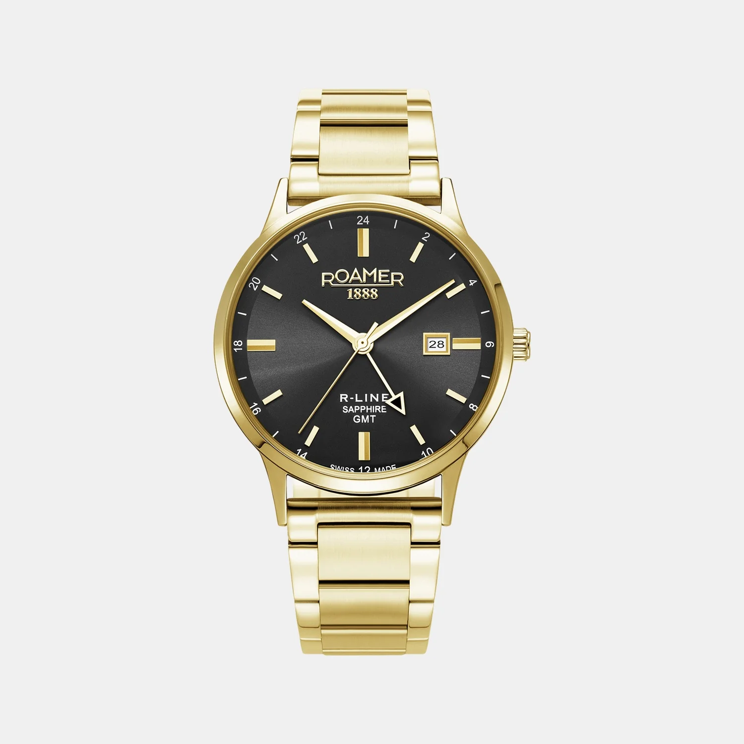 R-Line Gmt Men Quartz Black Sunray Dial Analog Stainless Steel Watch 990987 48 85 05 - Image 2