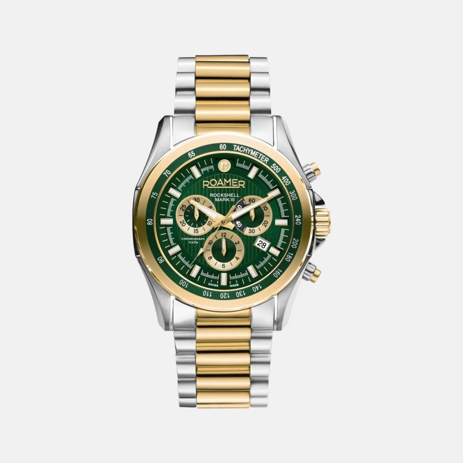 Rockshell Mark Iii Chrono Men Quartz Green Dial Chronograph Stainless Steel Watch 220837 48 75 20