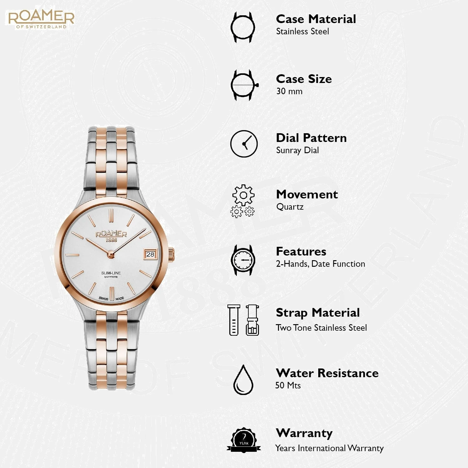 Slim-Line Classic Ladies Women Quartz Silver Dial Analog Stainless Steel Watch 512857 49 15 20 - Image 2