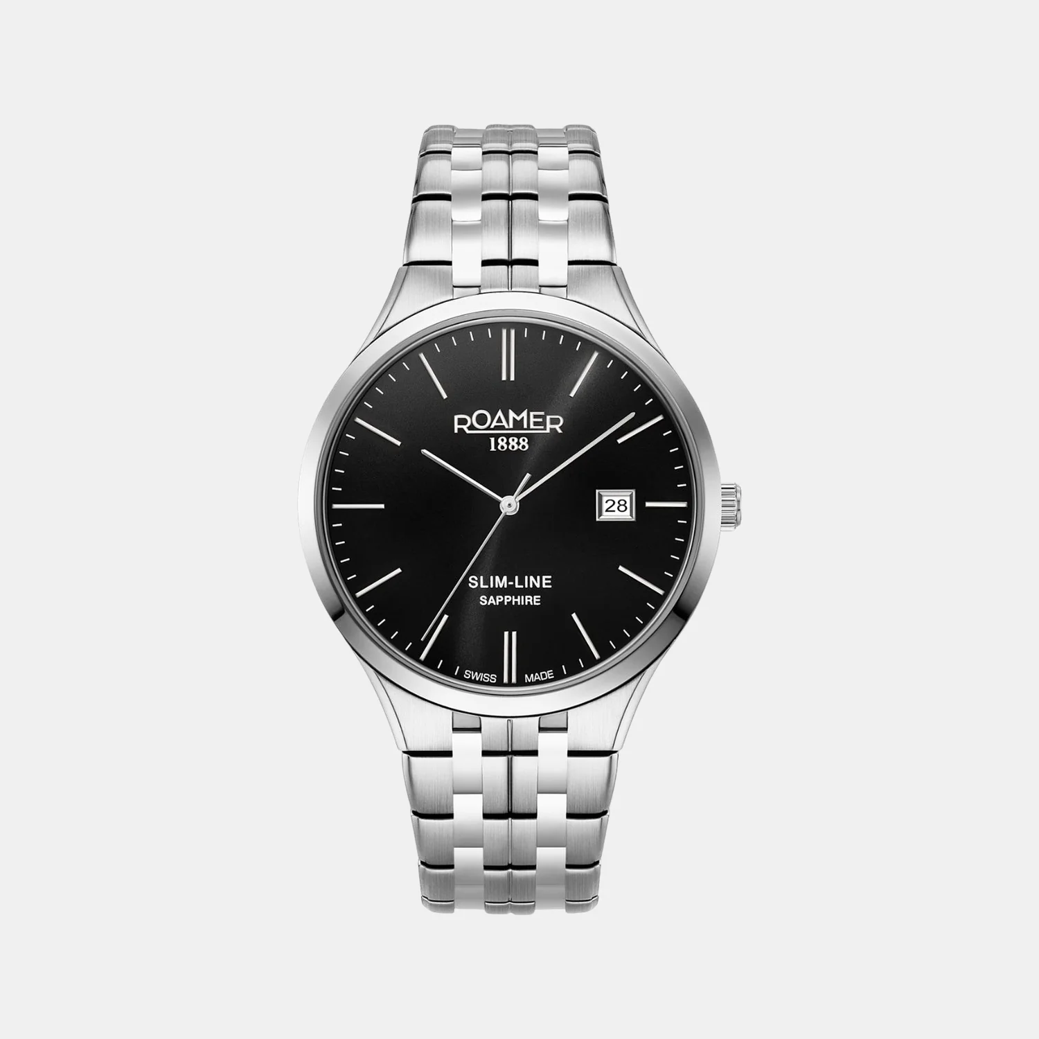 Slim Line Classic Men Quartz Black Dial Analog Stainless Steel Watch 512833 41 55 20 - Image 2