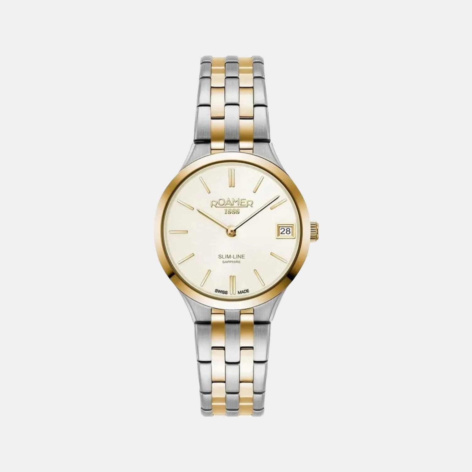 Slim-Line Classic Women Quartz Gold Dial Analog Stainless Steel Watch 512857 47 15 20