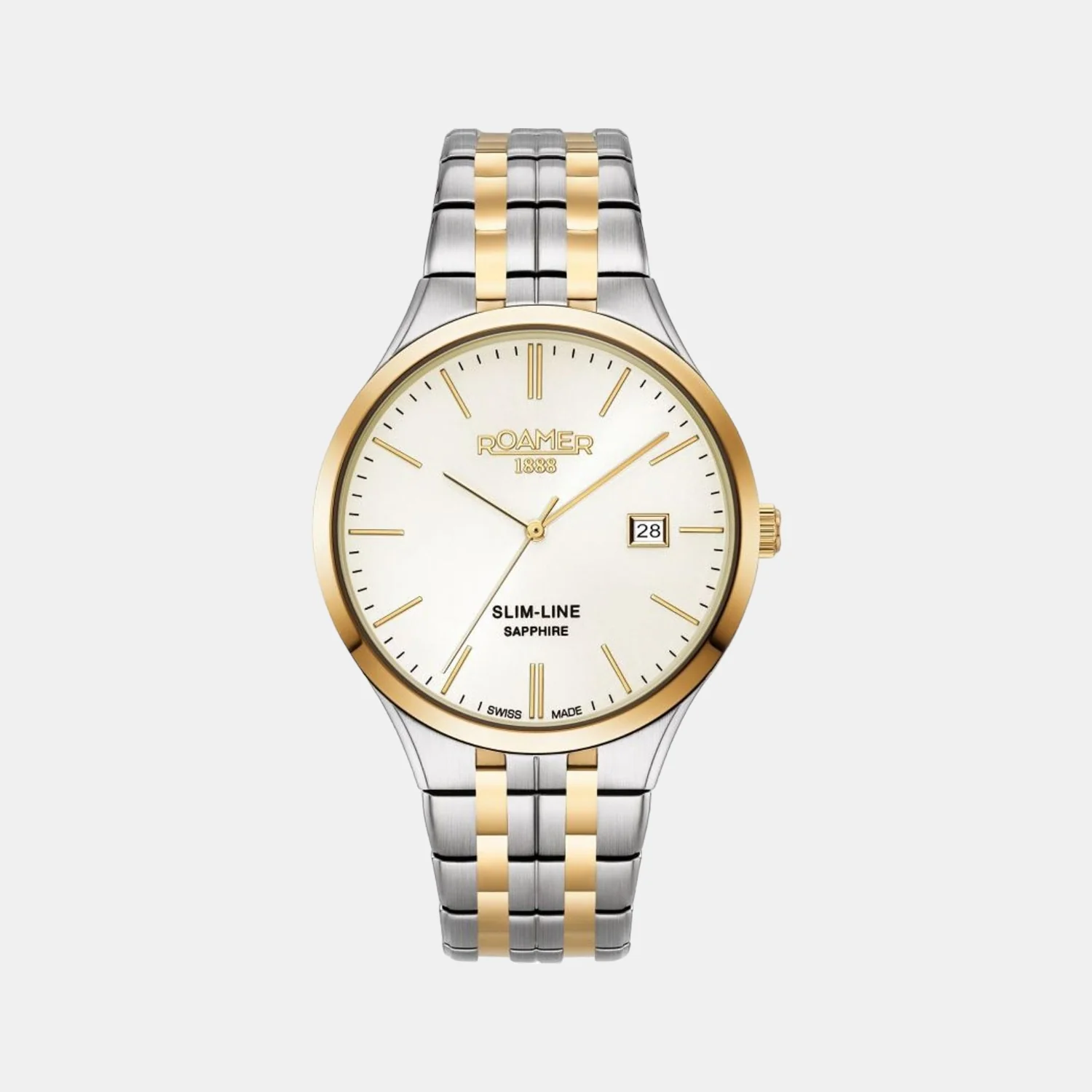Slim-Line Men Quartz Gold Dial Analog Stainless Steel Watch 512833 47 35 20