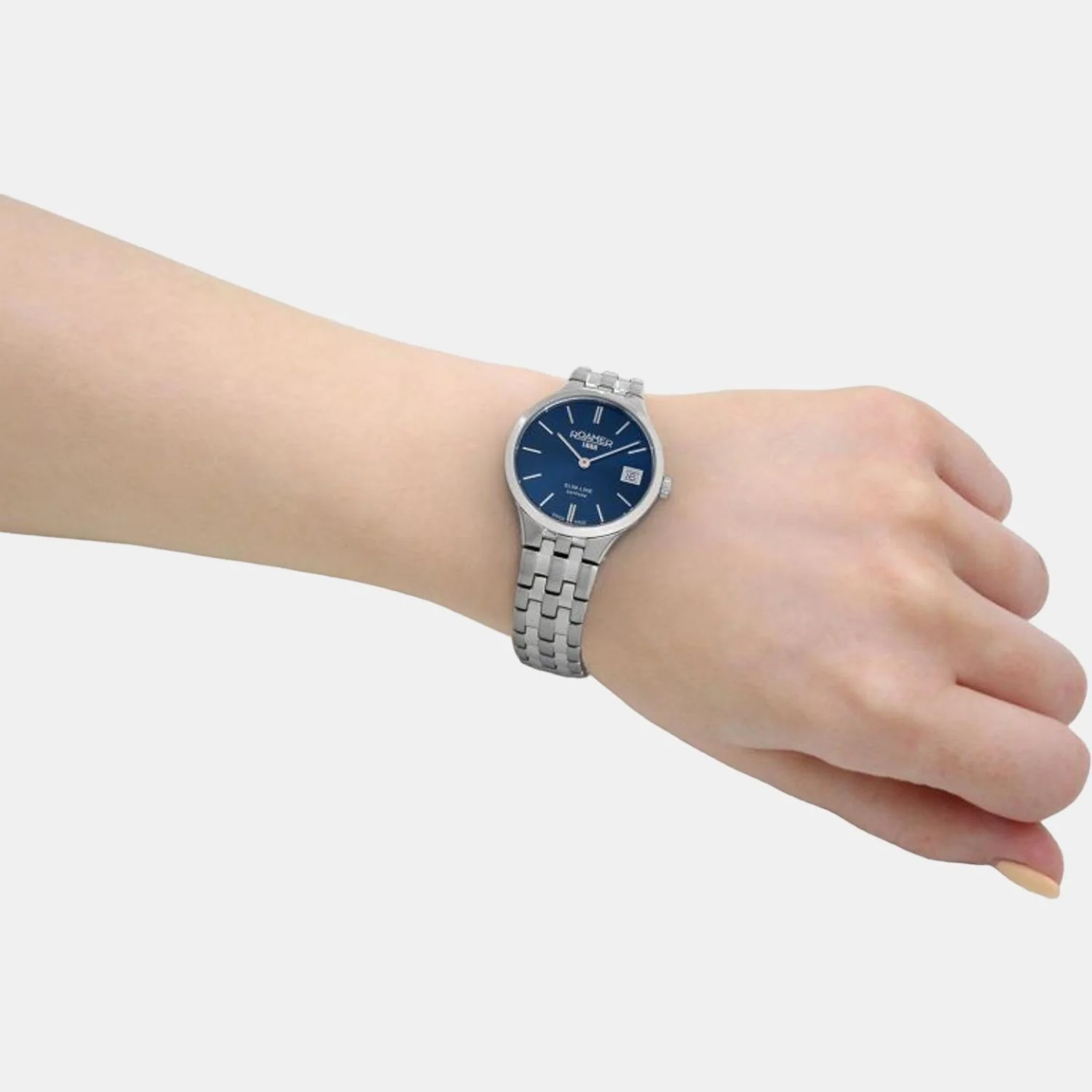 Slim-Line Women Quartz Blue Dial Analog Stainless Steel Watch 512857 41 45 20 - Image 5