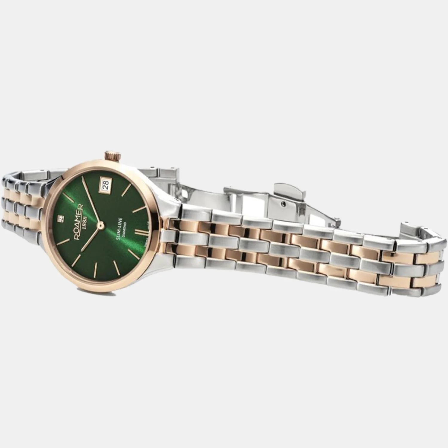 Slim-Line Women Quartz Green Dial Analog Stainless Steel Watch 864857 49 75 50 - Image 3