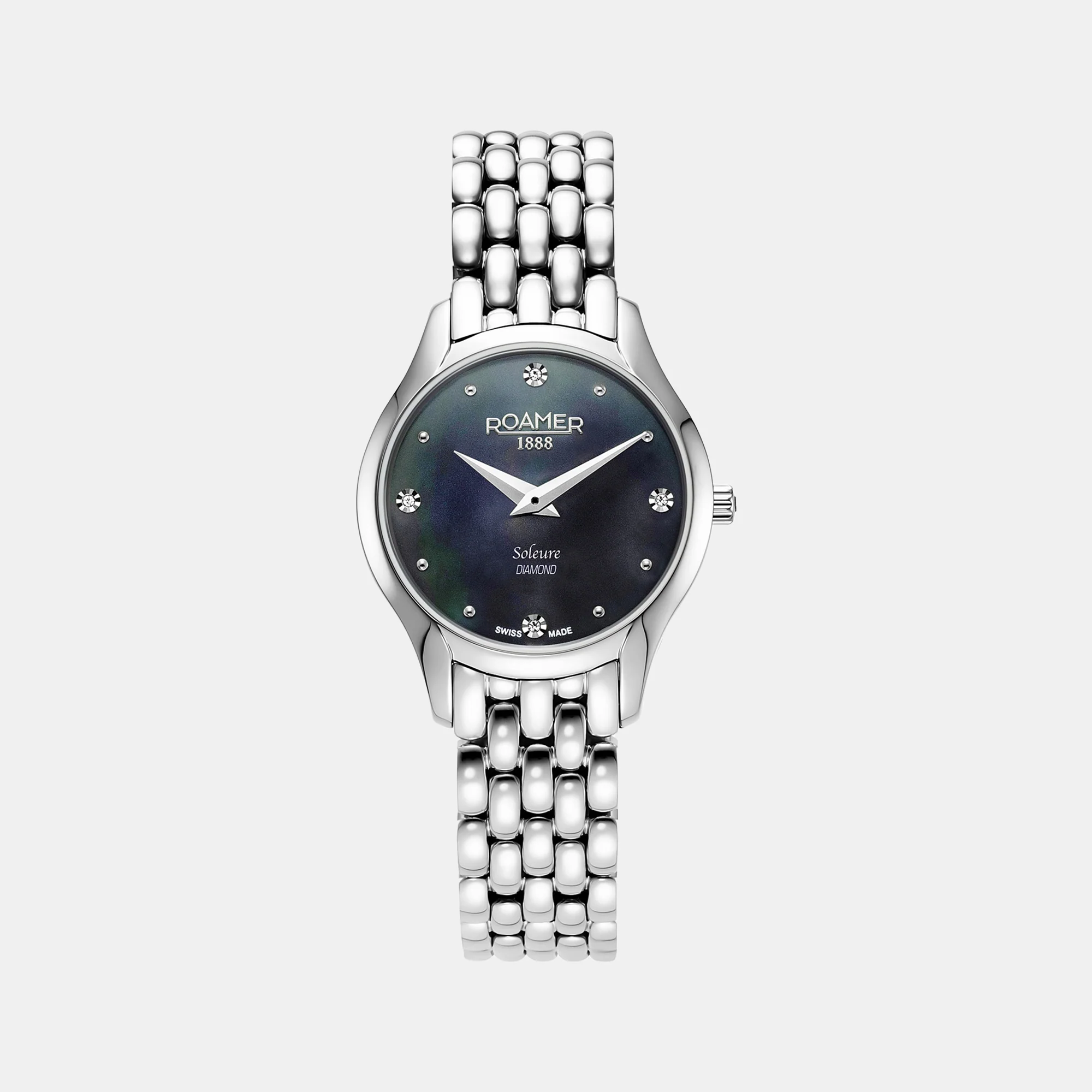 Soleure Women Quartz Black Mother Of Pearl Dial Analog Stainless Steel Watch 547857 41 85 50