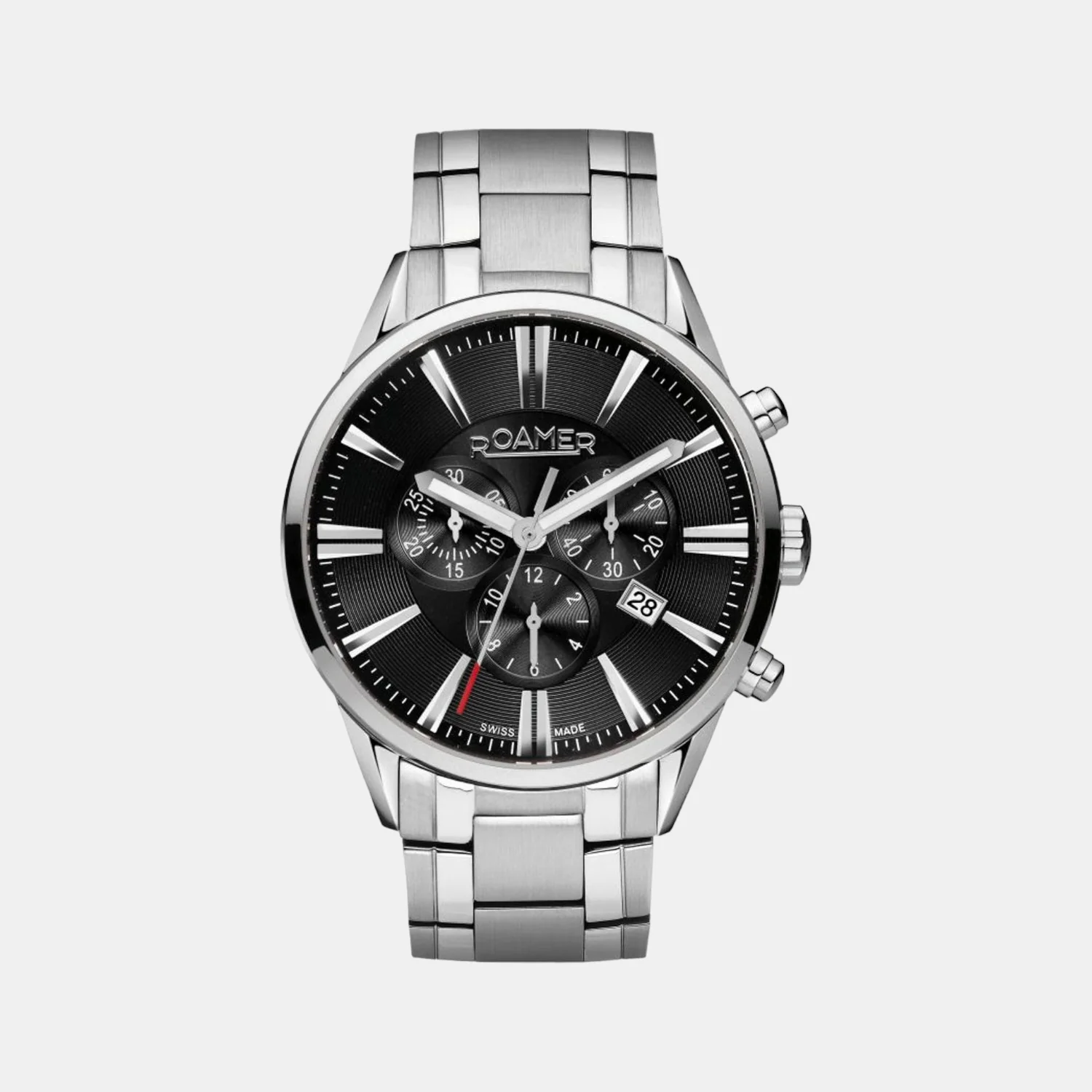 Superior Chrono Men Quartz Black Dial Analog Stainless Steel Watch 508837 41 55 50