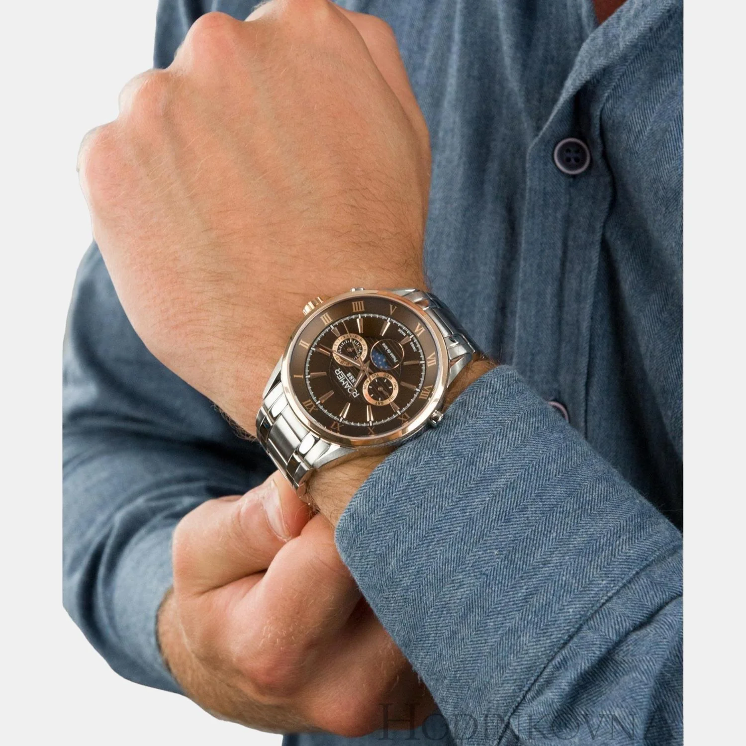 Superior Moonphase Men Quartz Brown Dial Chronograph Stainless Steel Watch 508821 47 63 50 - Image 4
