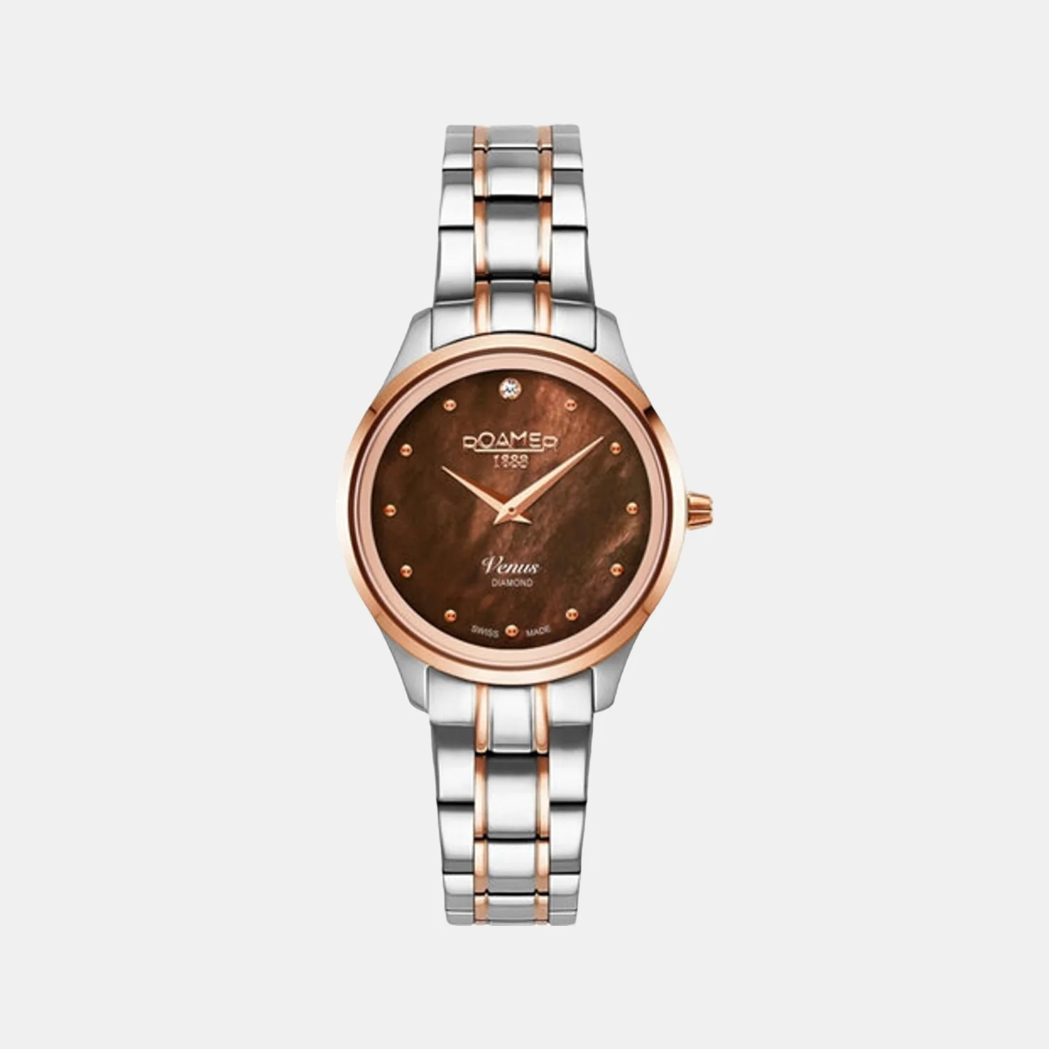 Venus Diamond Women Quartz Brown Dial Analog Stainless Steel Watch 601857 49 79 20