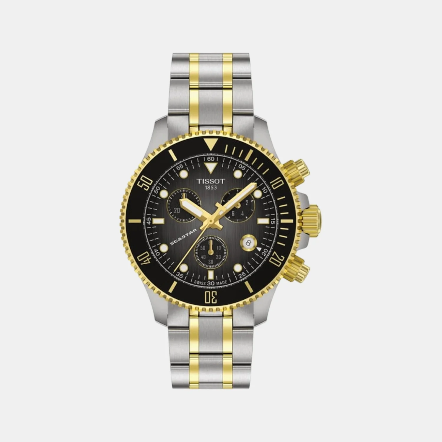 Seastar 1000 Men Quartz Black Dial Chronograph Stainless Steel Watch T1202172206100 - Image 2