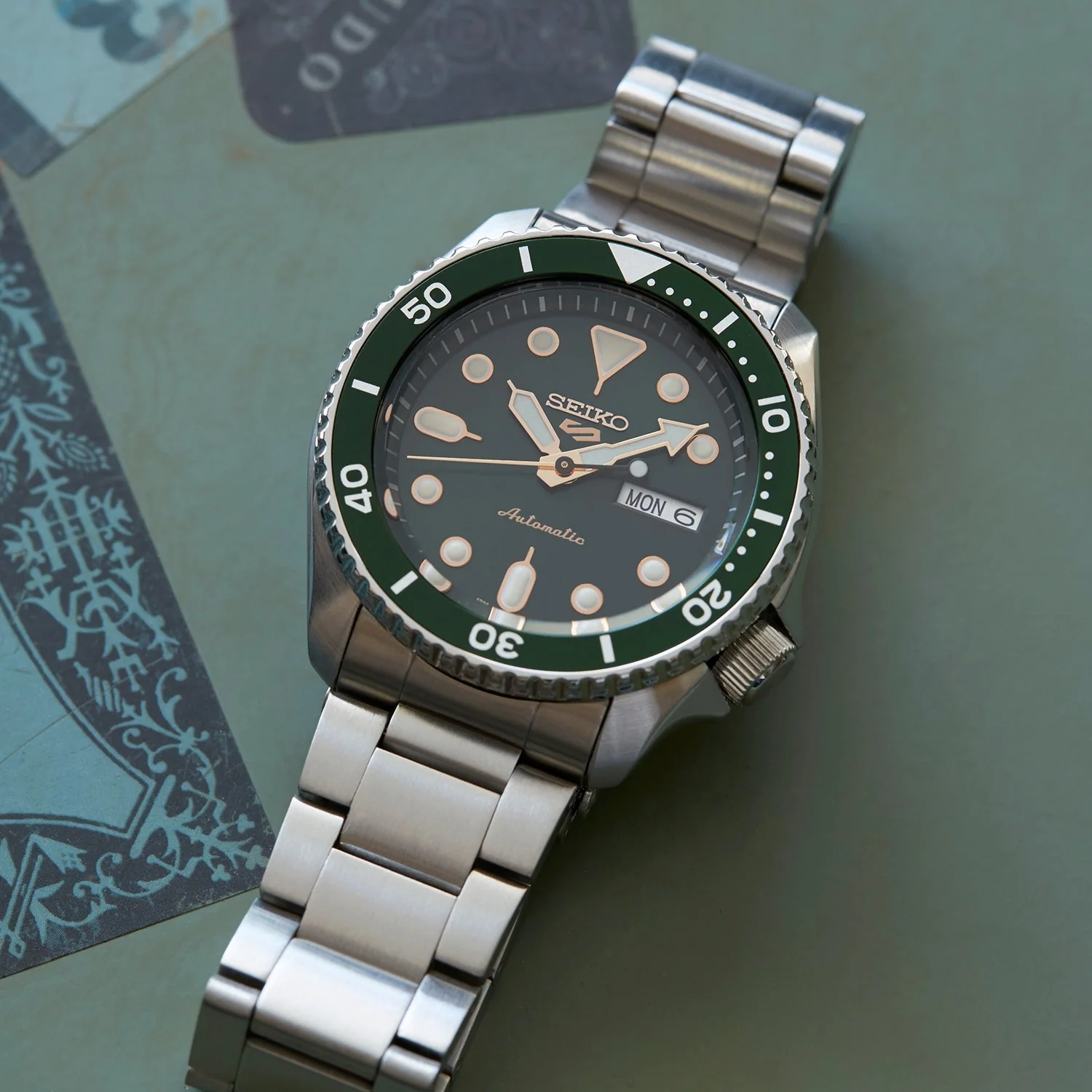5 Sports Men Automatic Green Dial Analog Stainless Steel Watch SRPD63K1 - Image 4