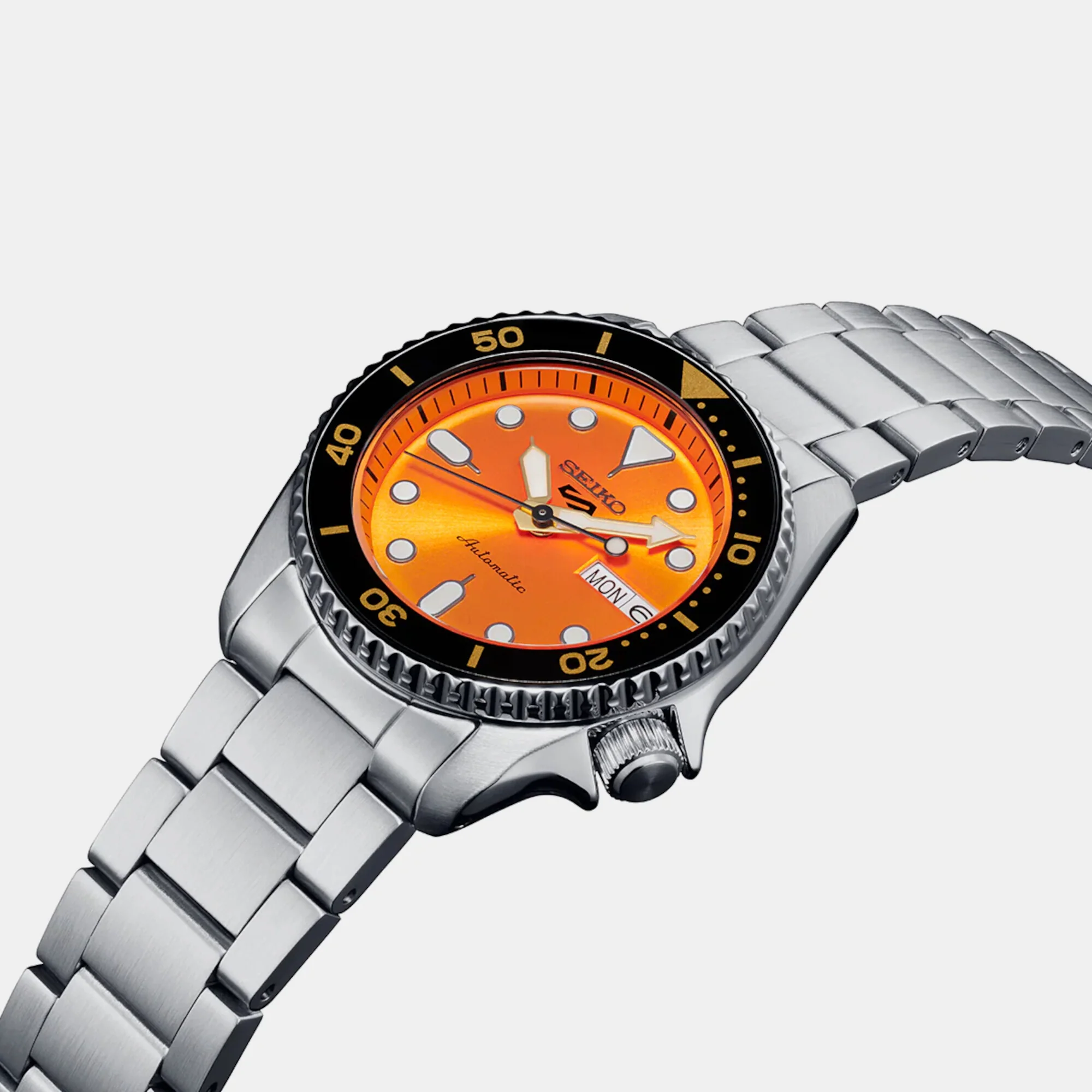 5 Sports Men Automatic Orange Dial Analog Stainless Steel Watch SRPK35K1 - Image 3